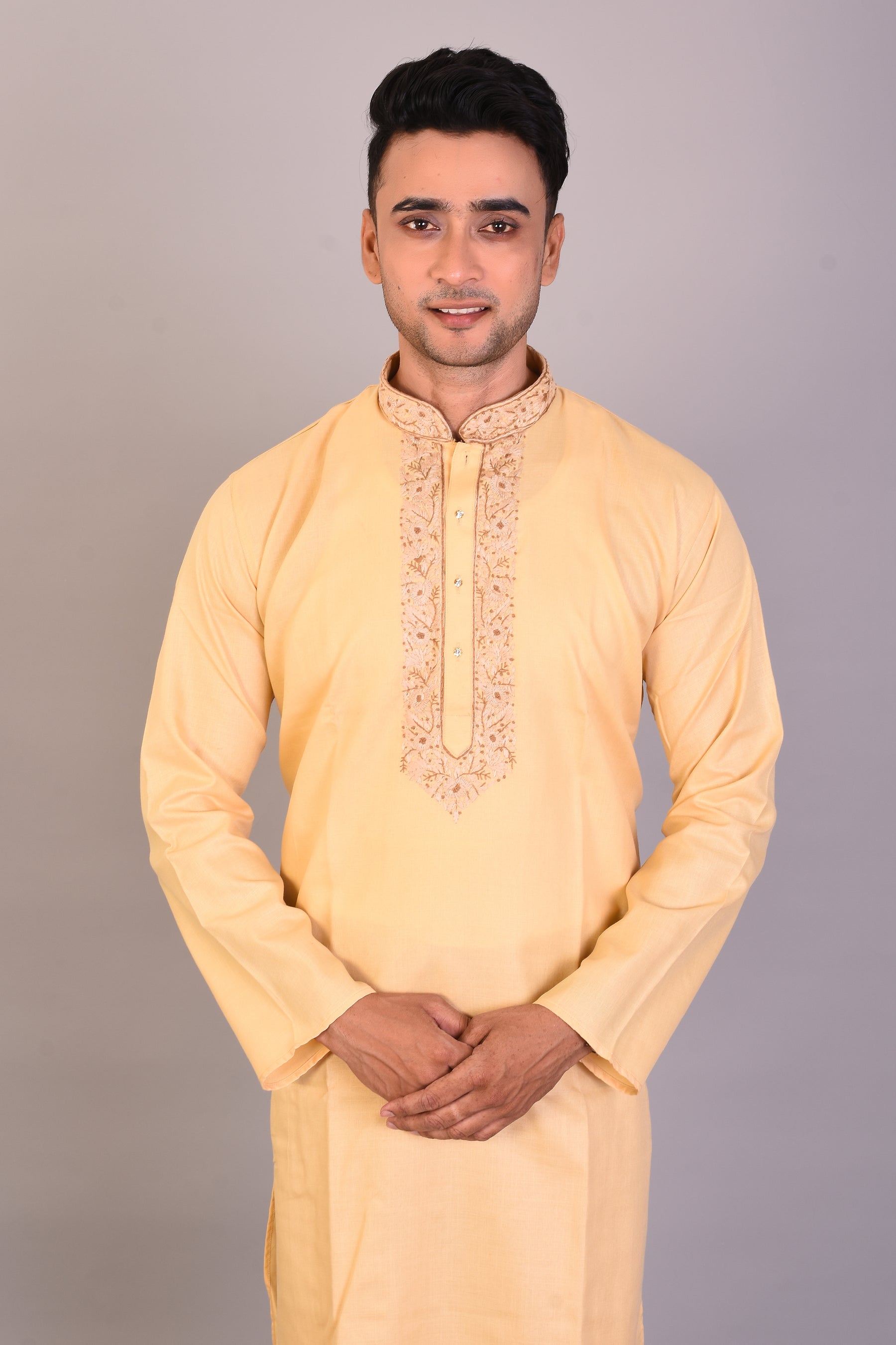 Long Tussar Silk Kurta with Full Sleeves - Keya Seth Exclusive