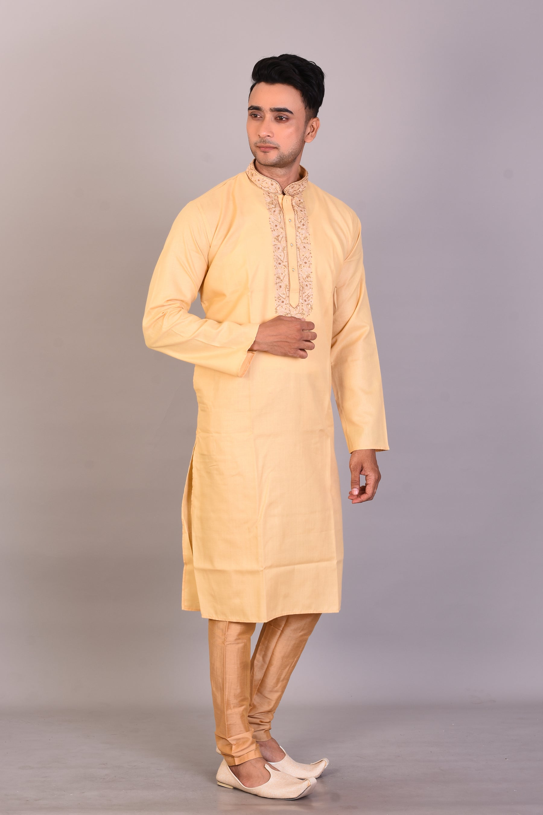 Long Tussar Silk Kurta with Full Sleeves - Keya Seth Exclusive