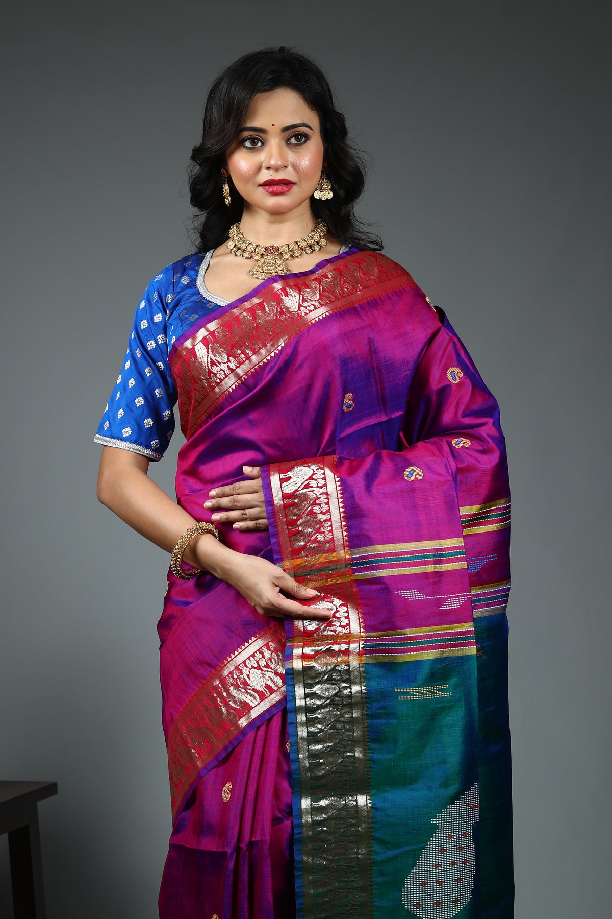 Dual Tone Purple Kalashetra Saree