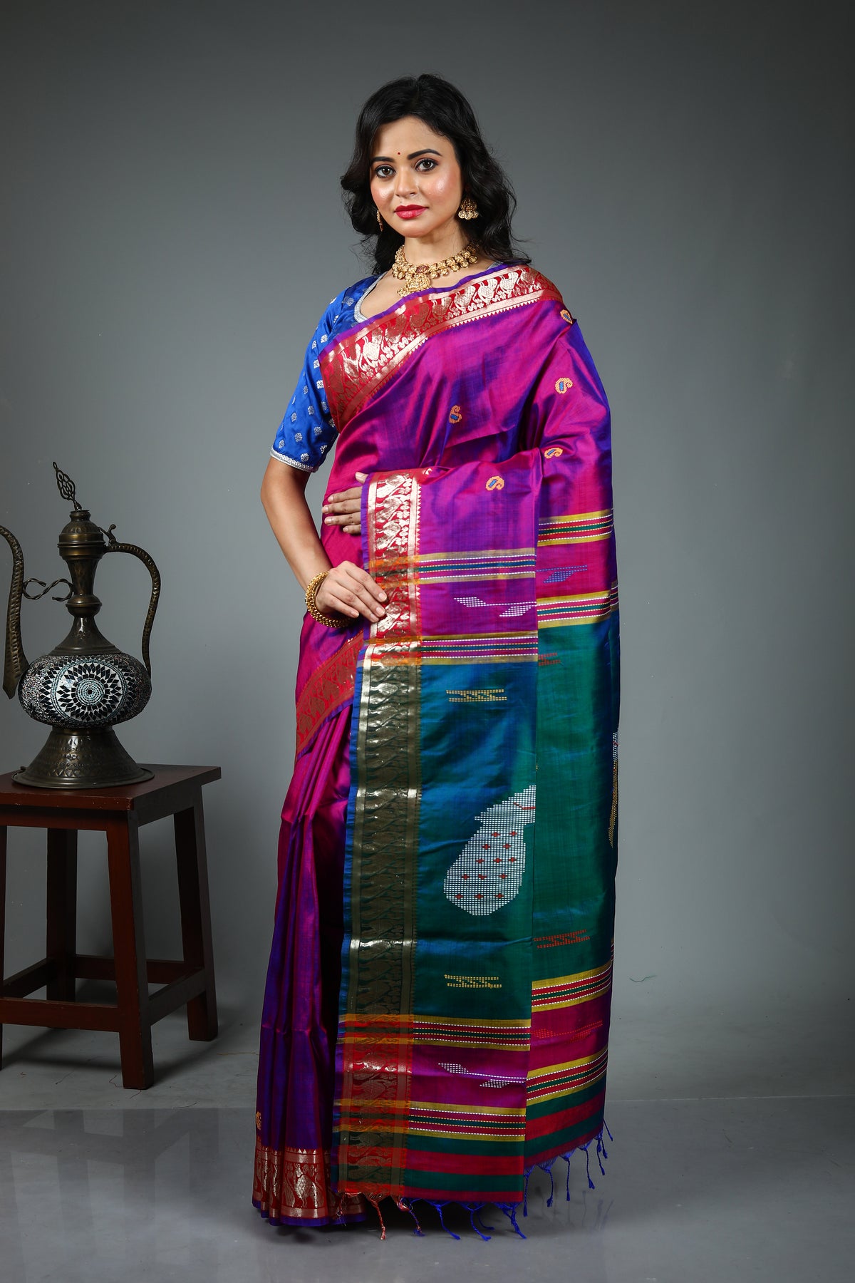 Dual Tone Purple Kalashetra Saree