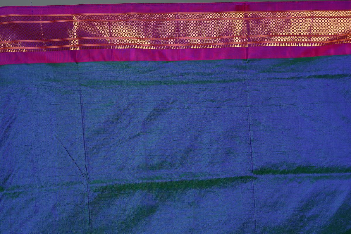 Dual Tone Blue Kanjivaram Silk Saree