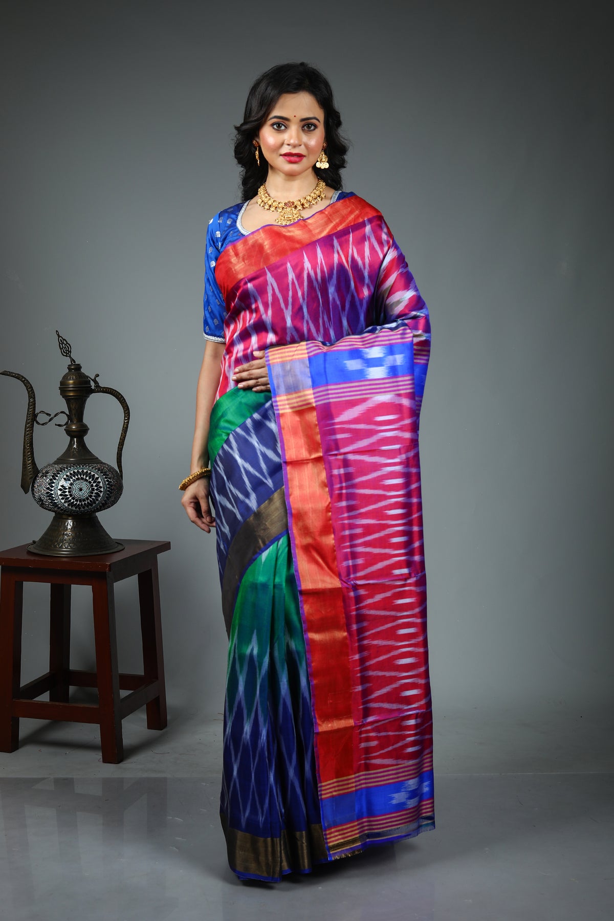 Green Pure Ikkat Silk Saree
