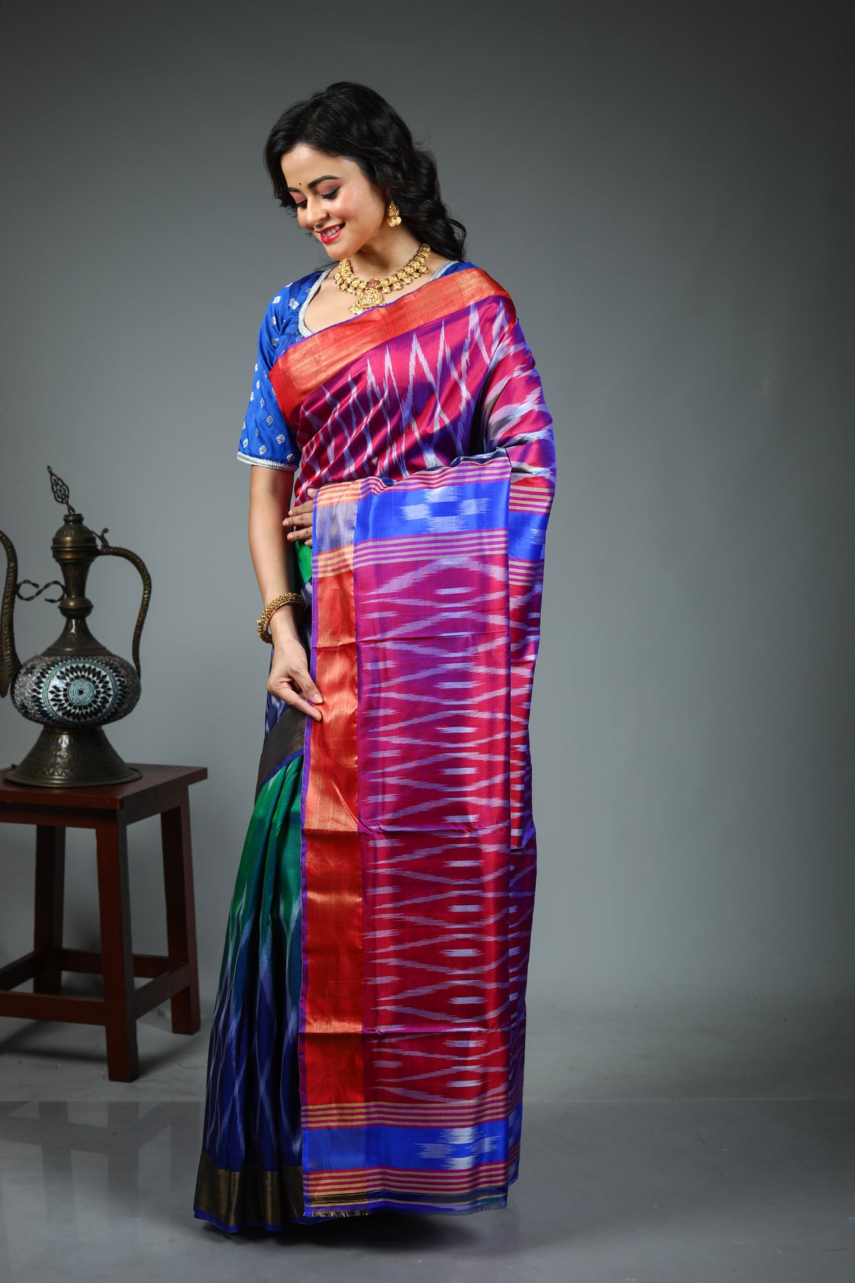 Green Pure Ikkat Silk Saree