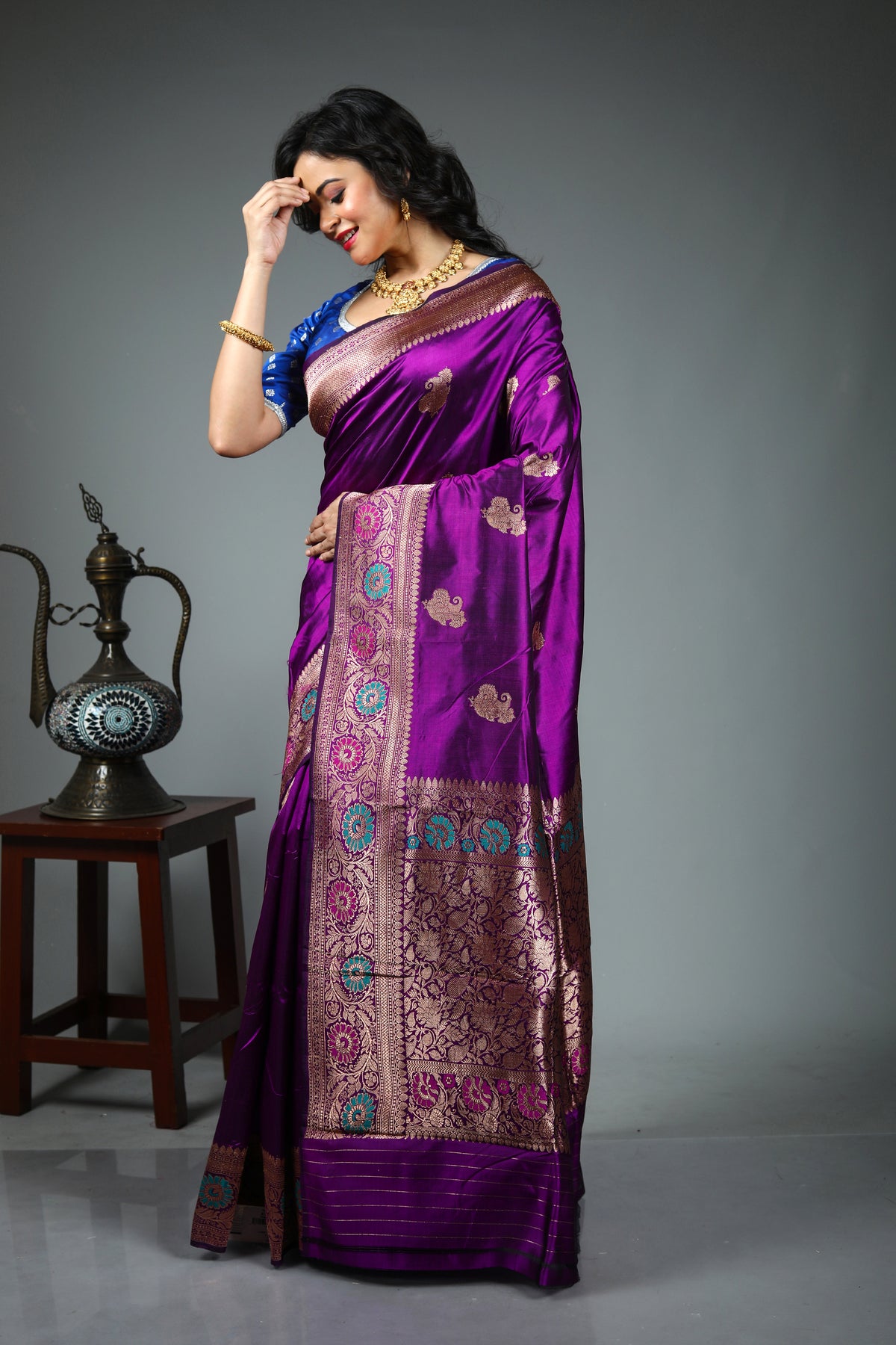 Purple Pure Katan Silk Saree