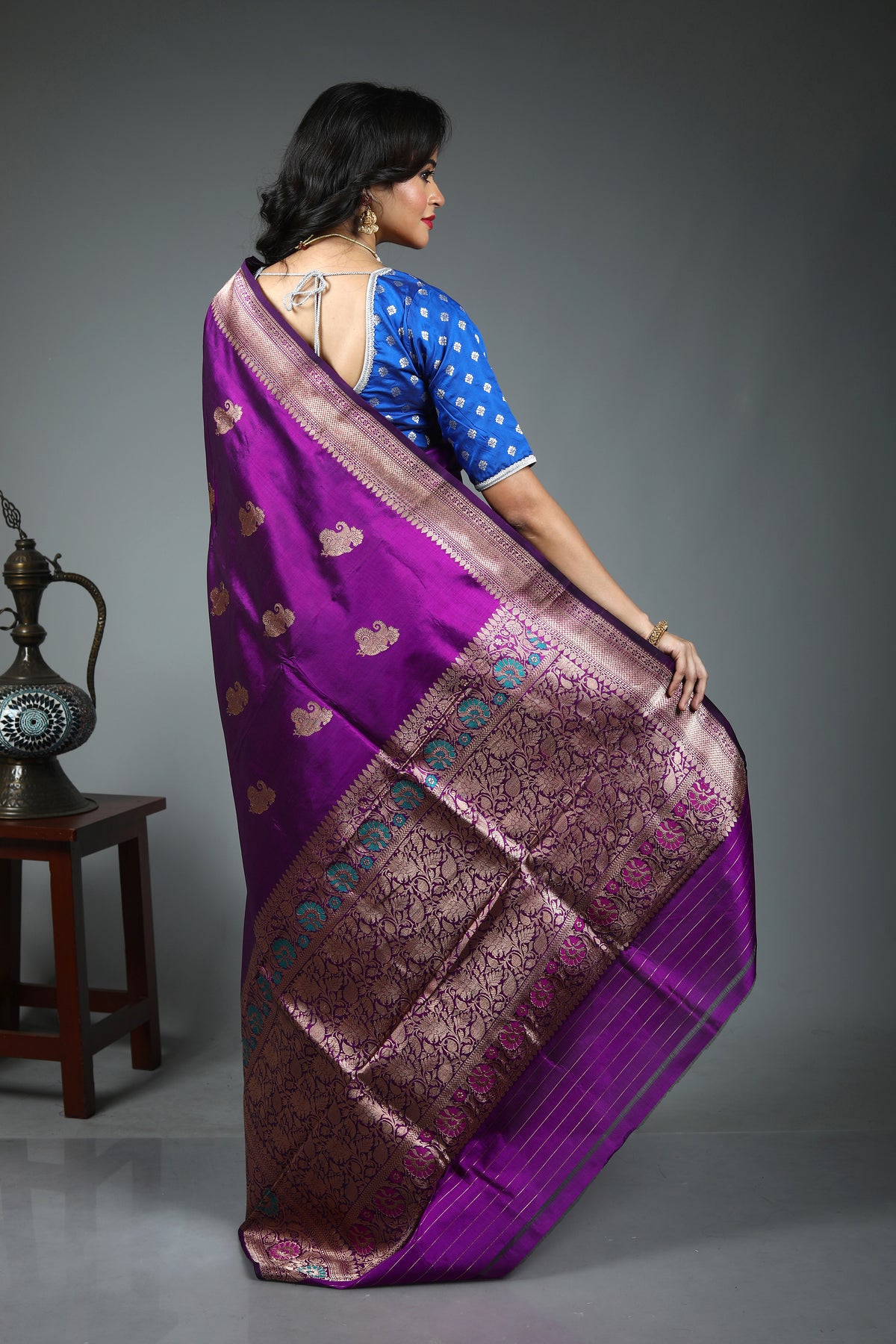 Purple Pure Katan Silk Saree
