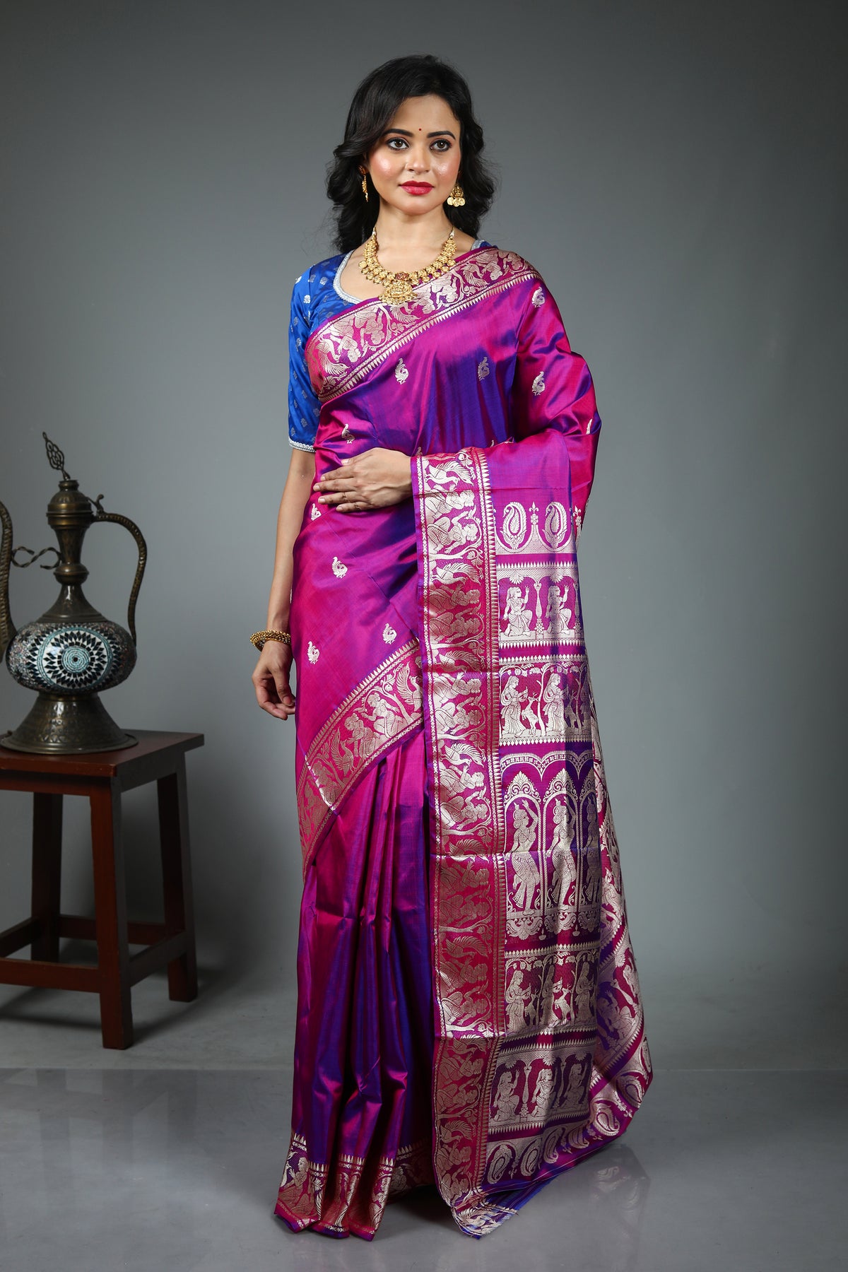 Purple Pure Baluchari Silk Saree