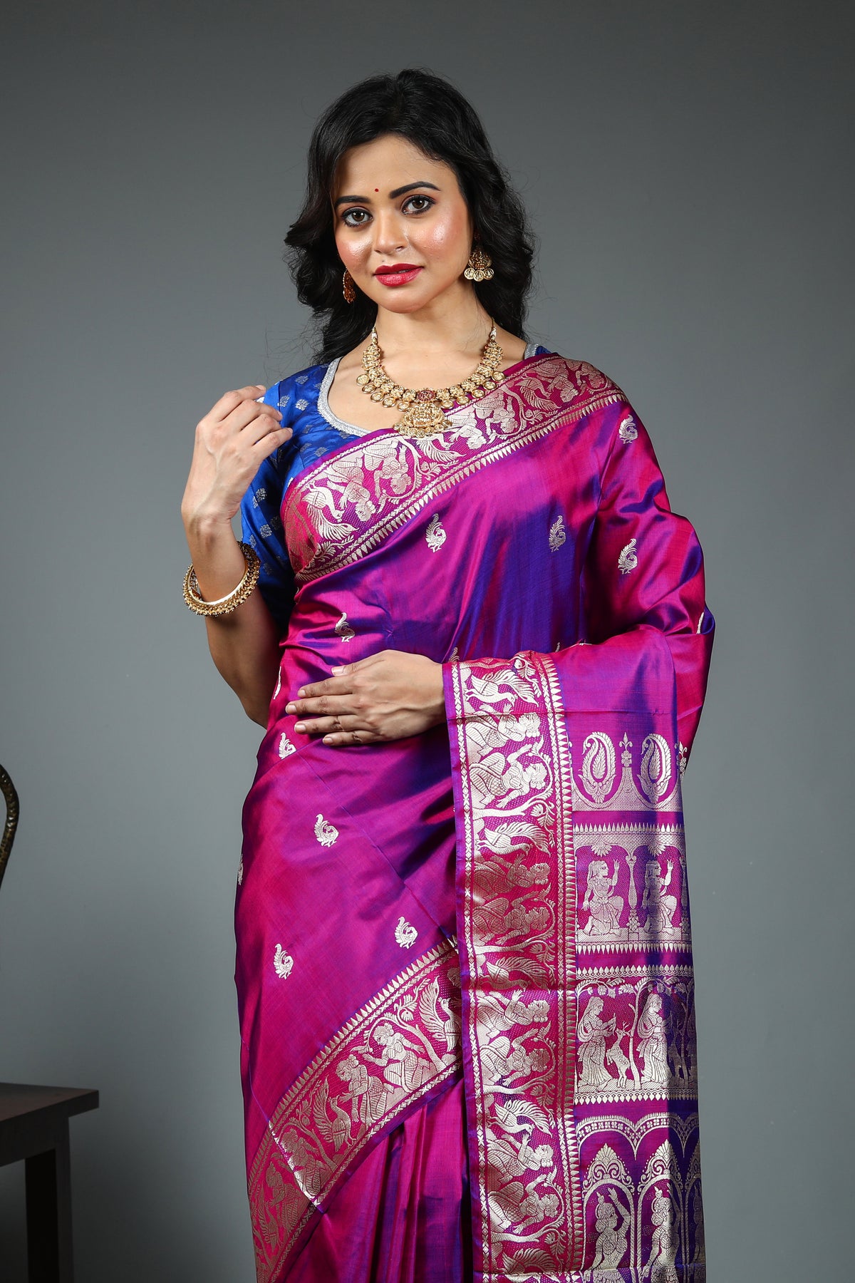 Purple Pure Baluchari Silk Saree