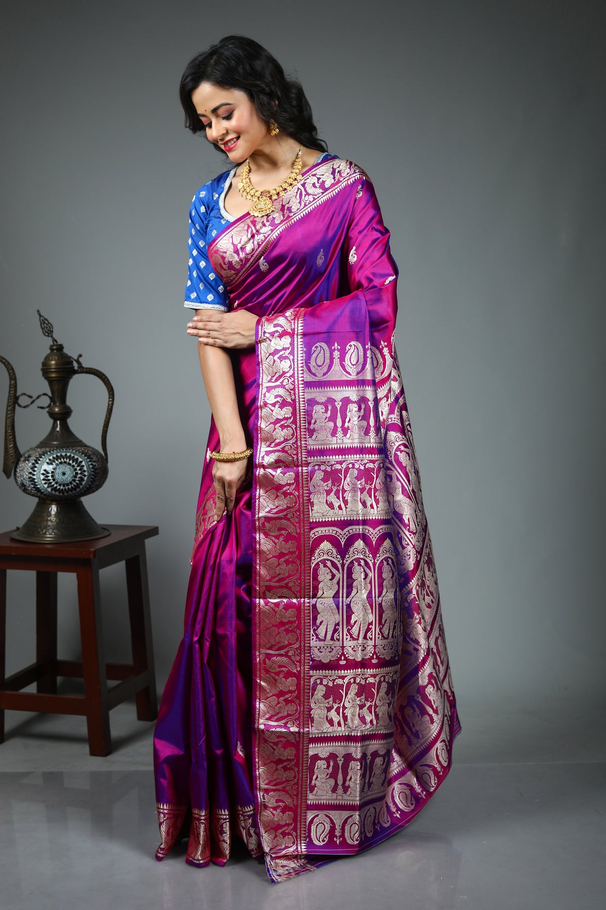 Purple Pure Baluchari Silk Saree