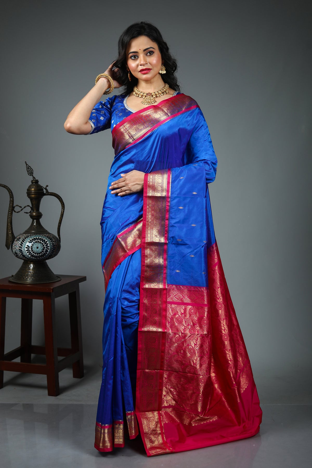 Royal Blue Pure Kanjivaram Silk Saree