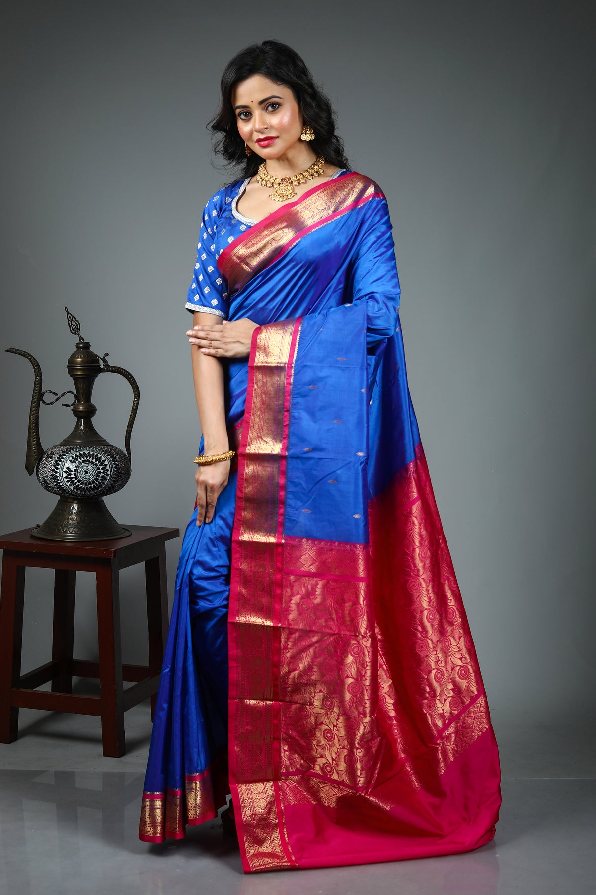 Royal Blue Pure Kanjivaram Silk Saree