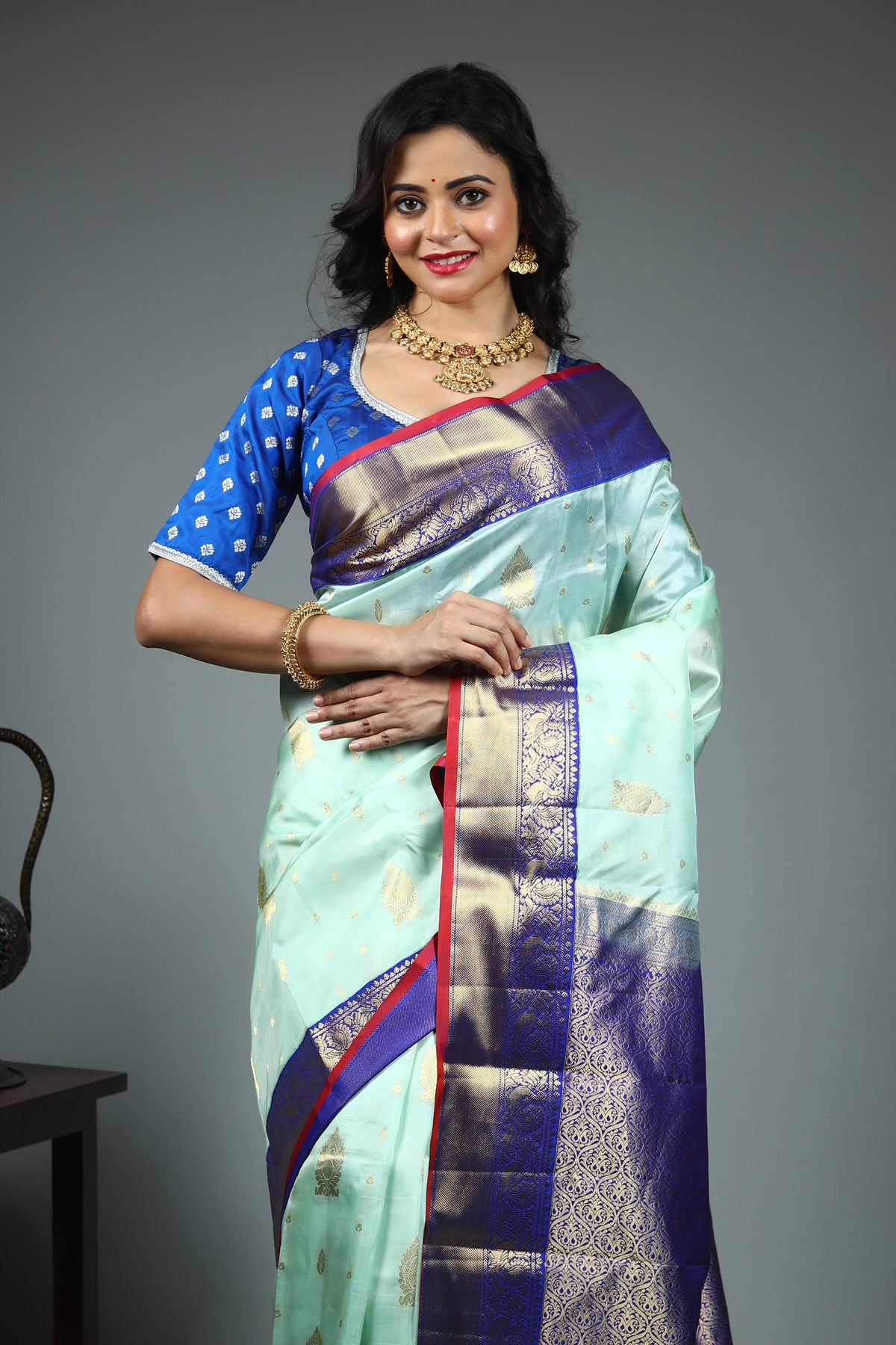 Sea Green Pure Kanjivaram Silk Saree