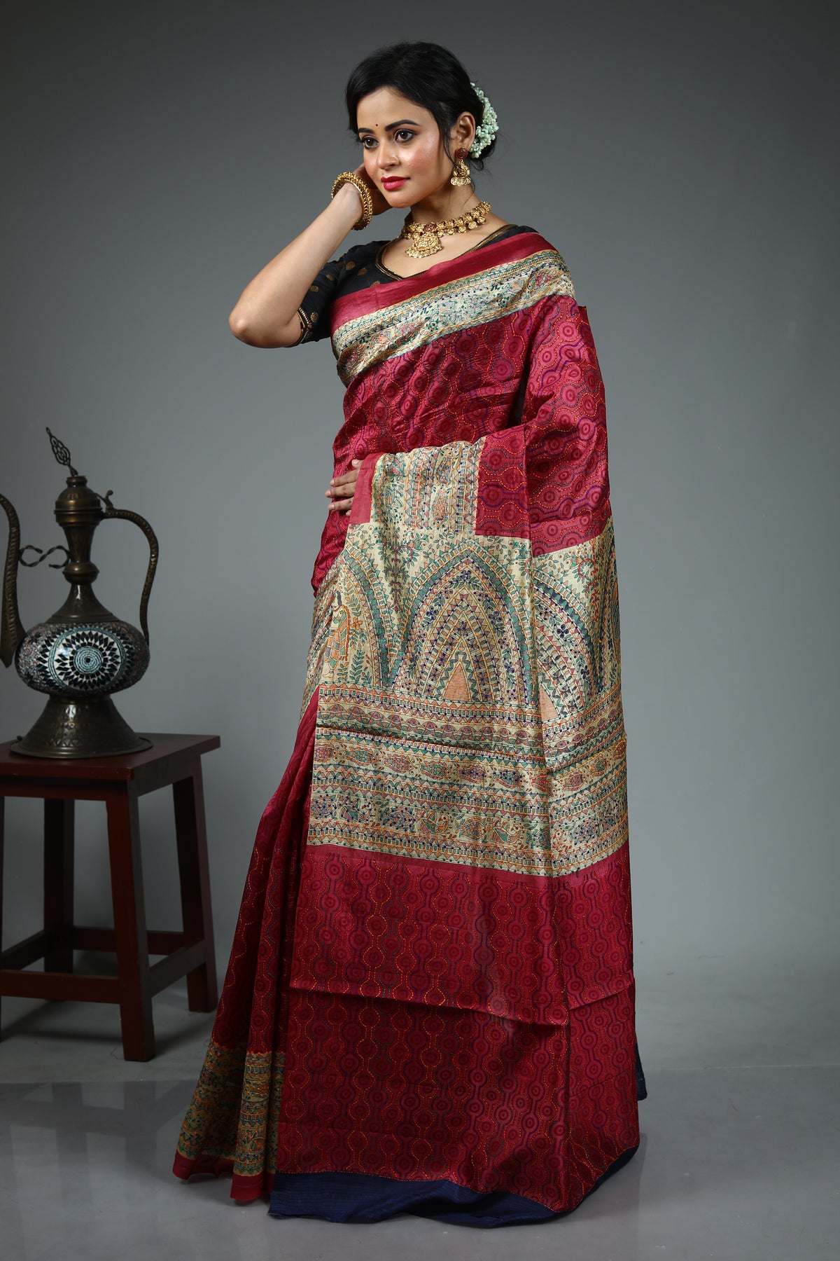 Pink Tussar Saree