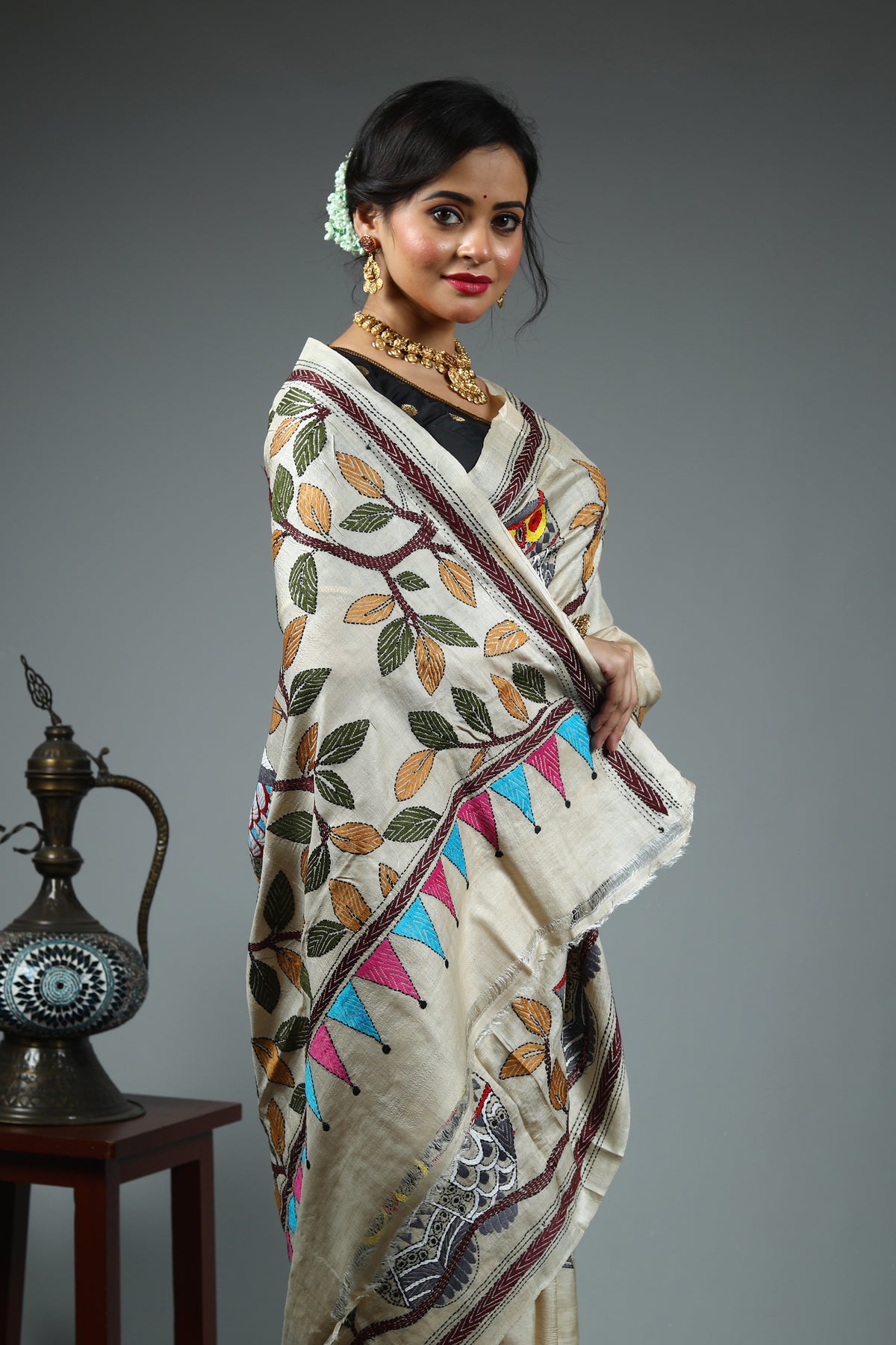 Offwhite Tussar Saree