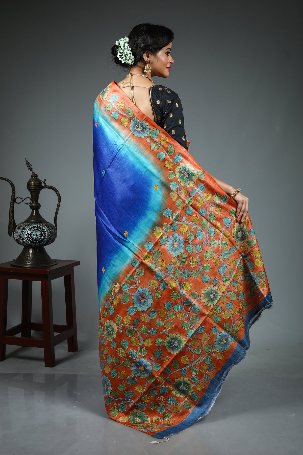 Royal Blue Pure Tussar Saree