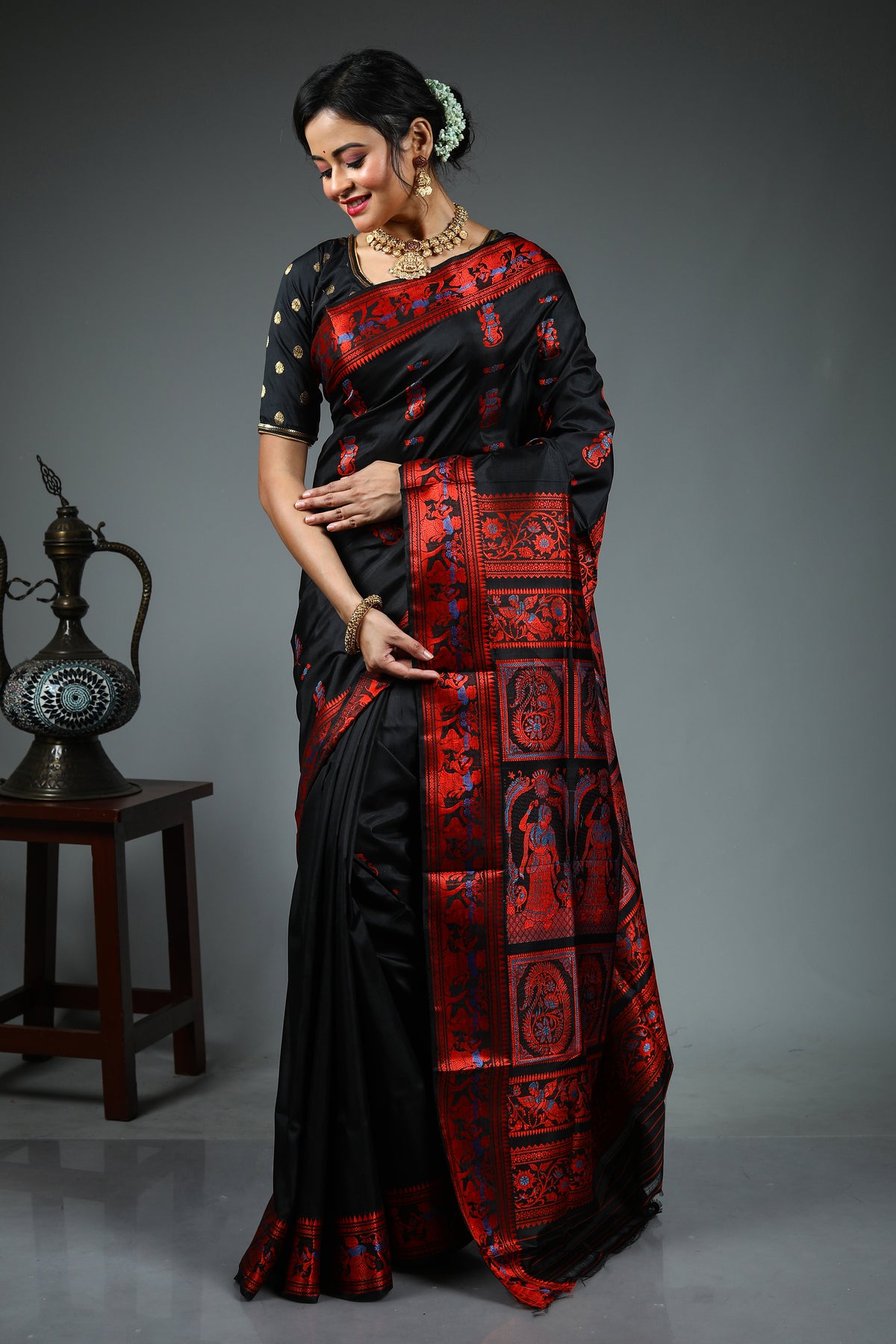 Black Pure Baluchari Saree