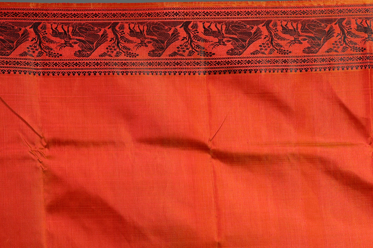 Rust Pure Baluchari Saree