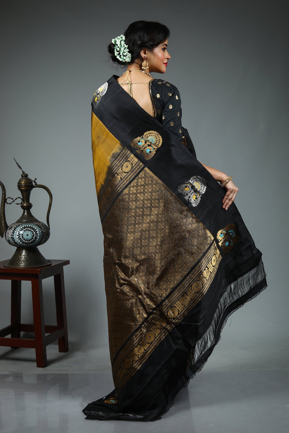 Olive Pure Gadwal Saree