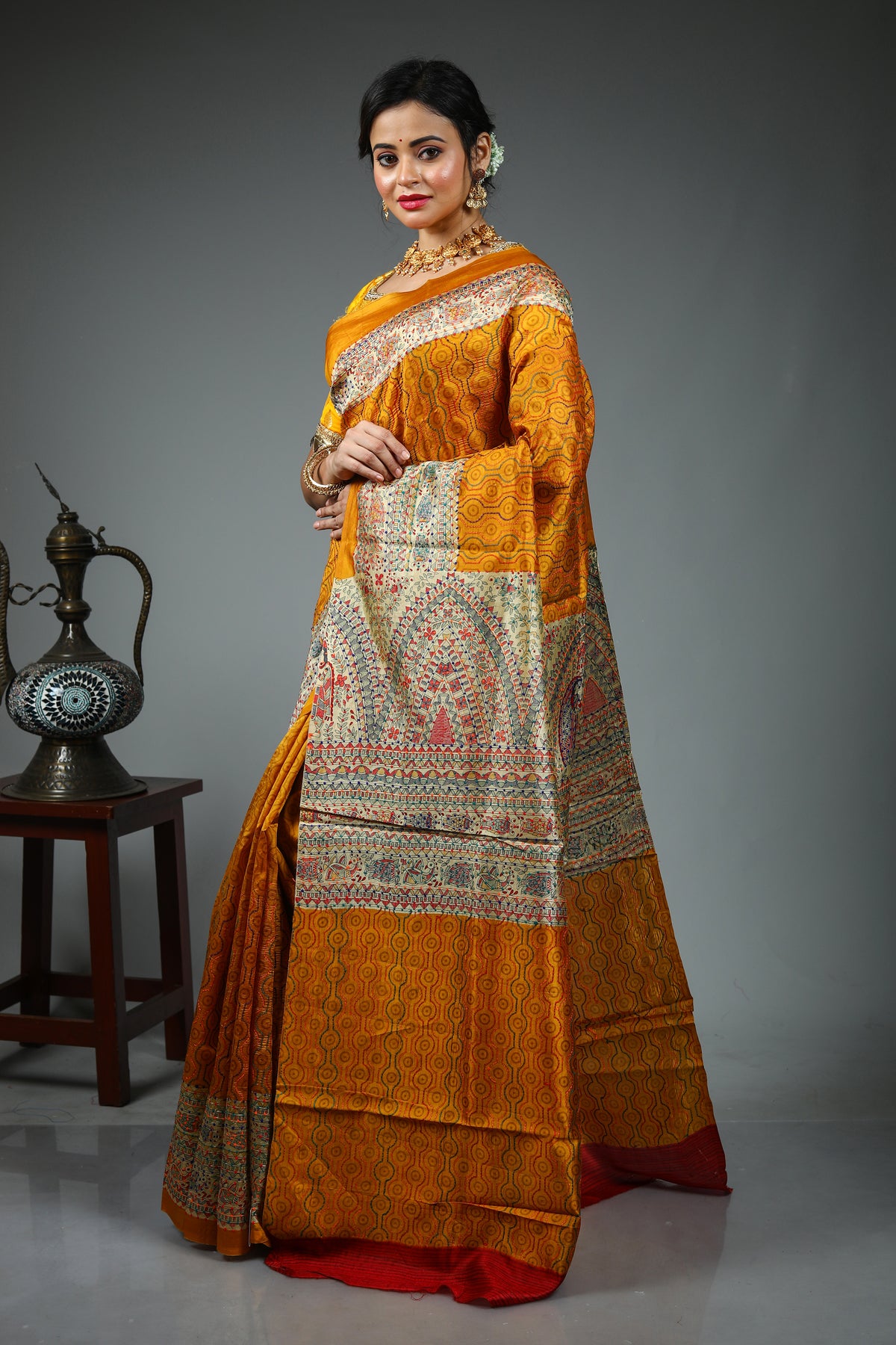 Yellow Pure Silk Saree