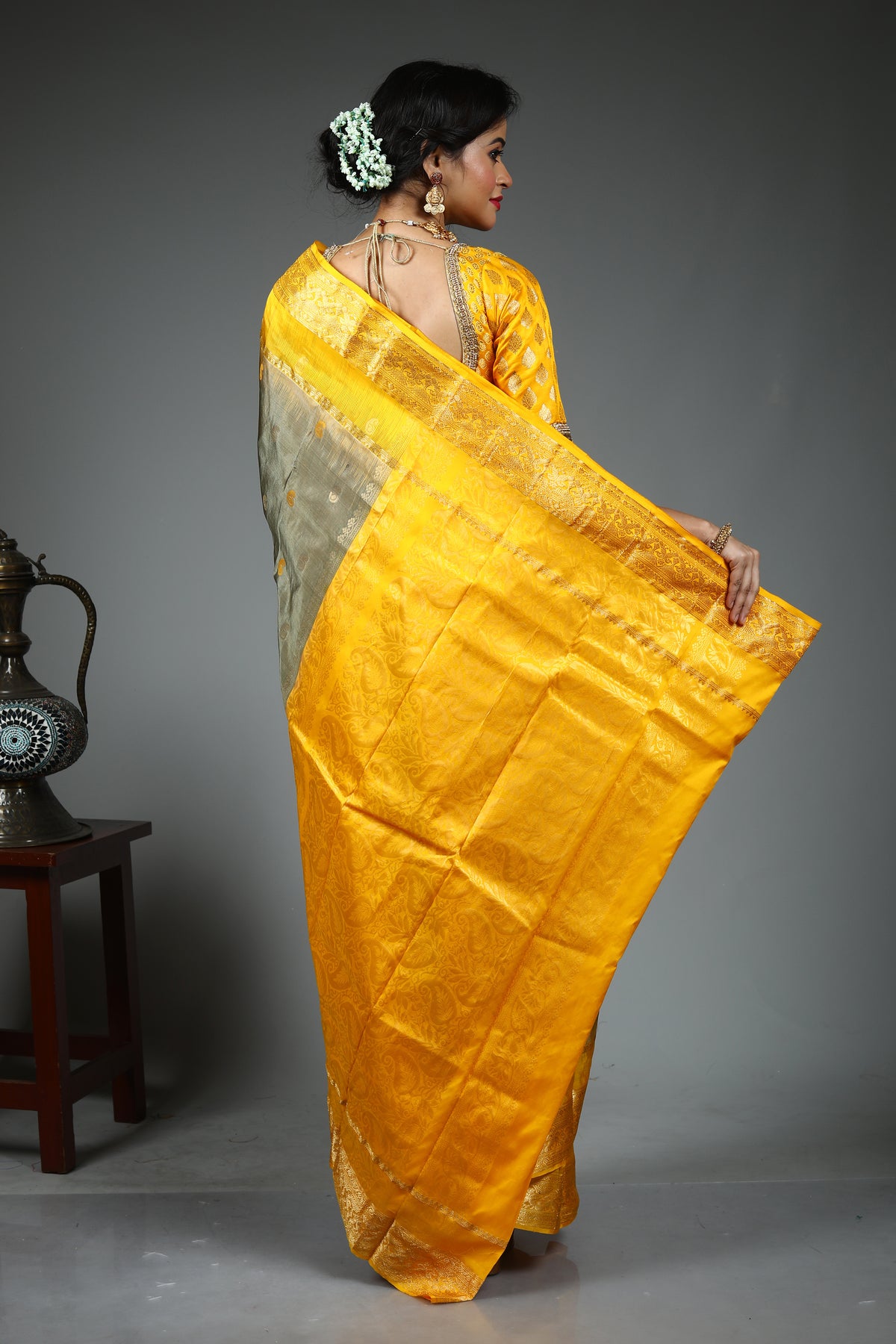 Grey Pure Kanjivaram Silk Saree