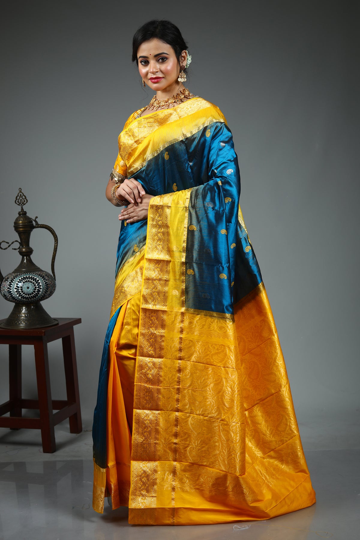 Blue Pure Kanjivaram Silk Saree