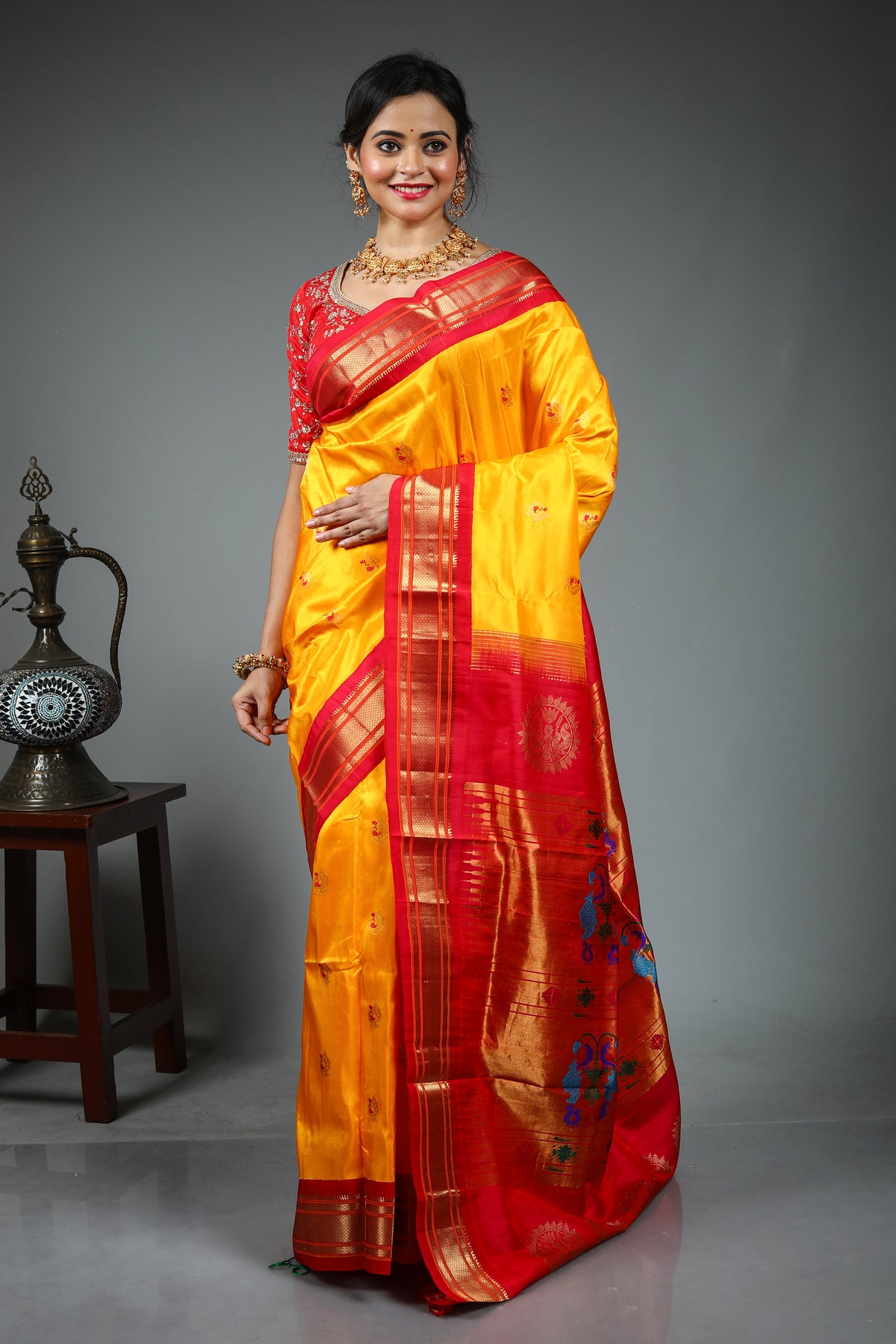Yellow Pure Katan Saree