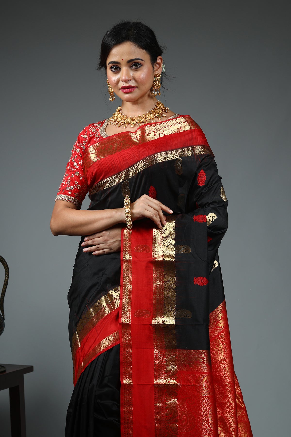 Black Pure Kanjivaram Silk Saree