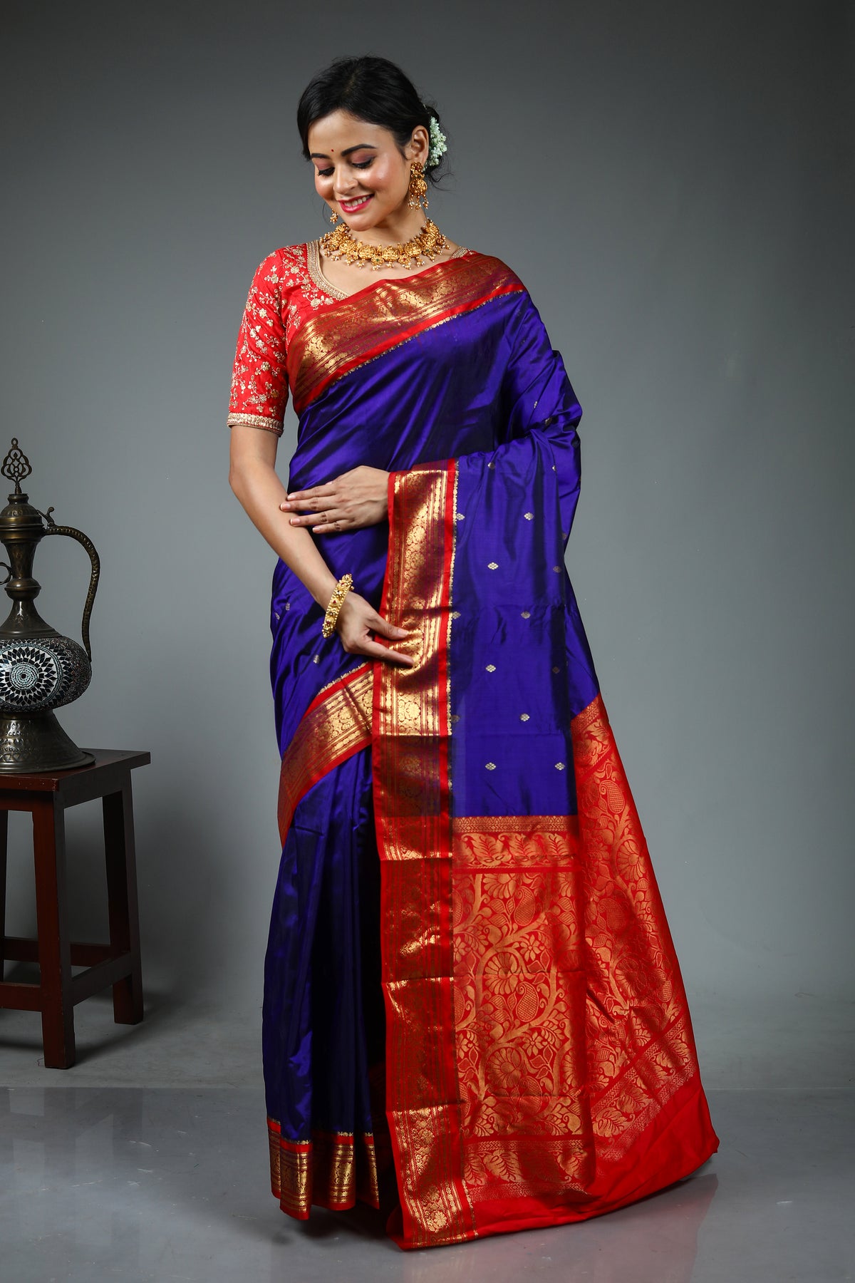Royal Blue Pure Kanjivaram Silk Saree