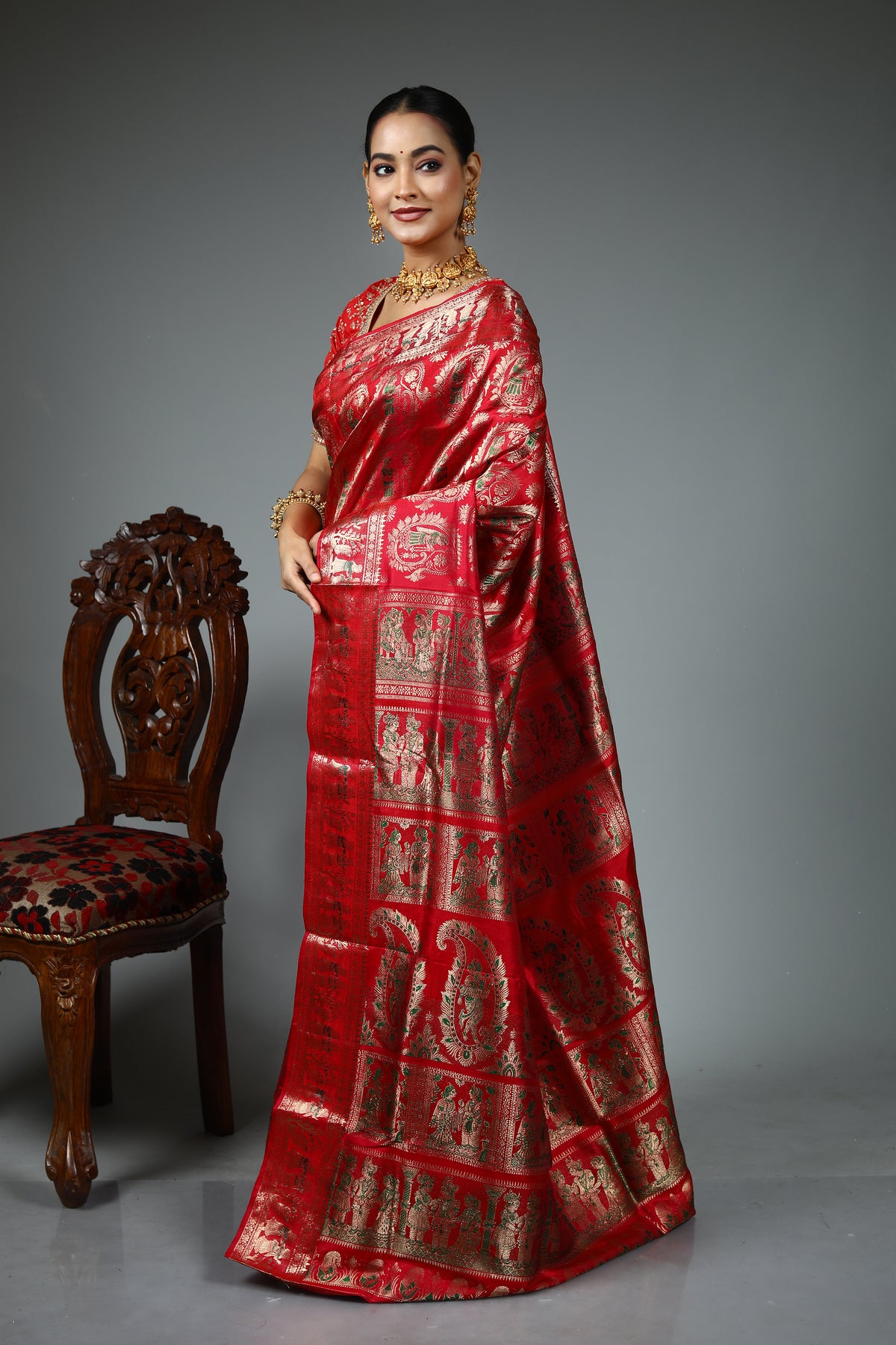 Red Pure Baluchari Saree