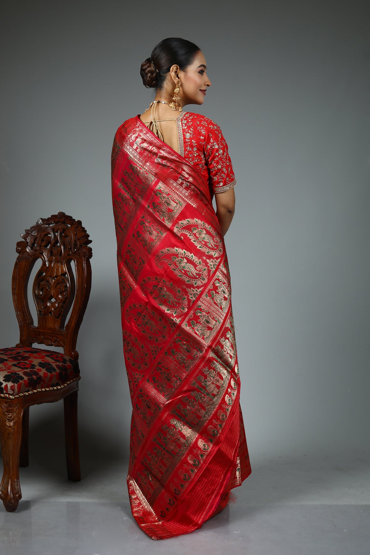 Red Pure Baluchari Saree