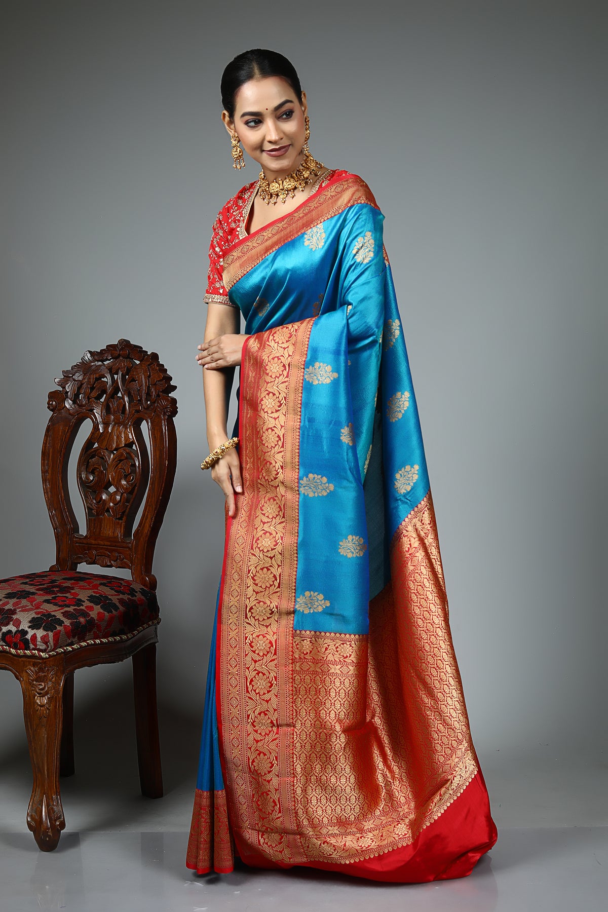 Blue Pure Tussar Banarasi Saree