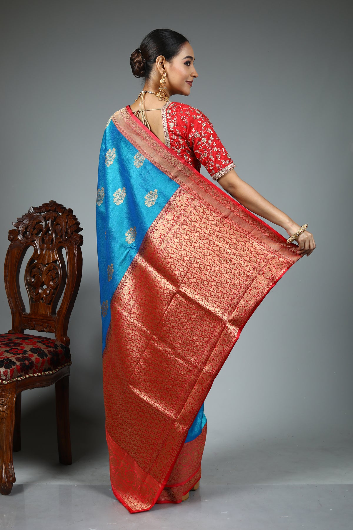 Blue Pure Tussar Banarasi Saree