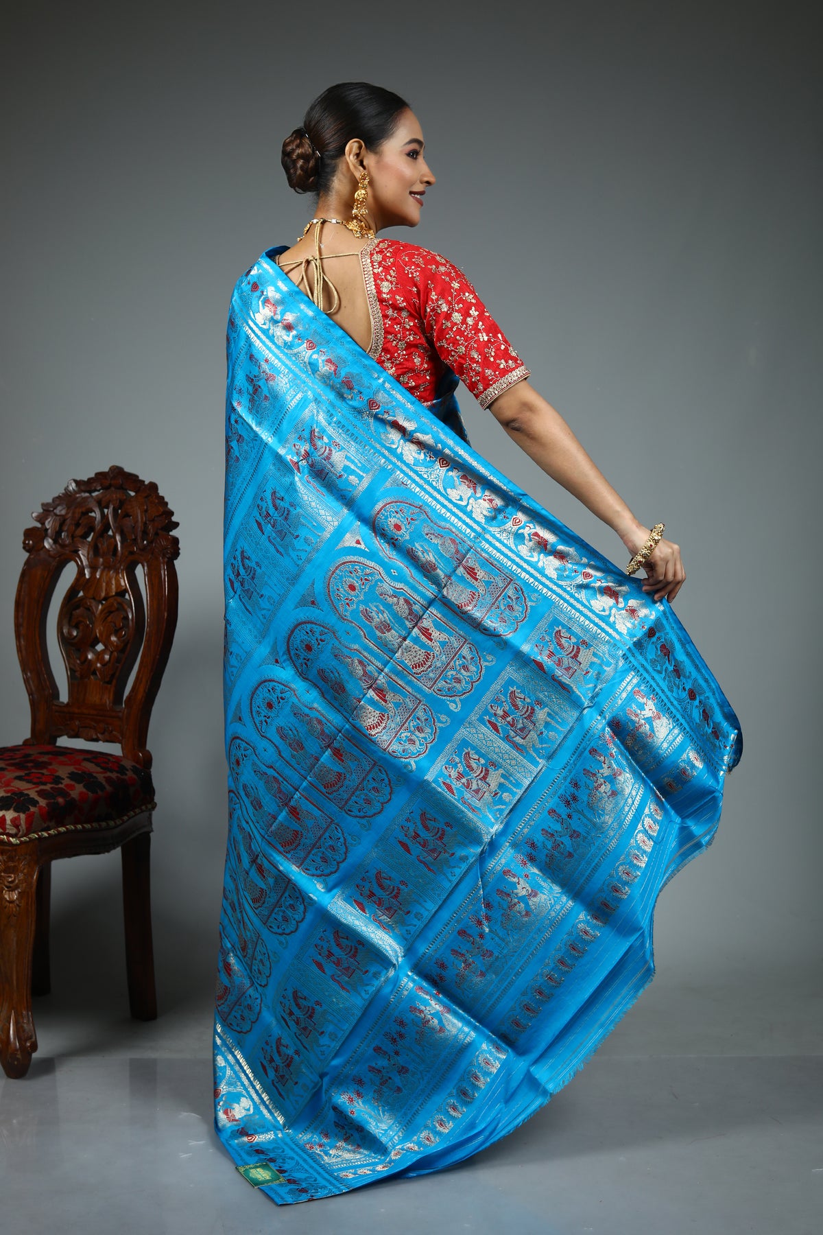 Blue Pure Baluchari Saree