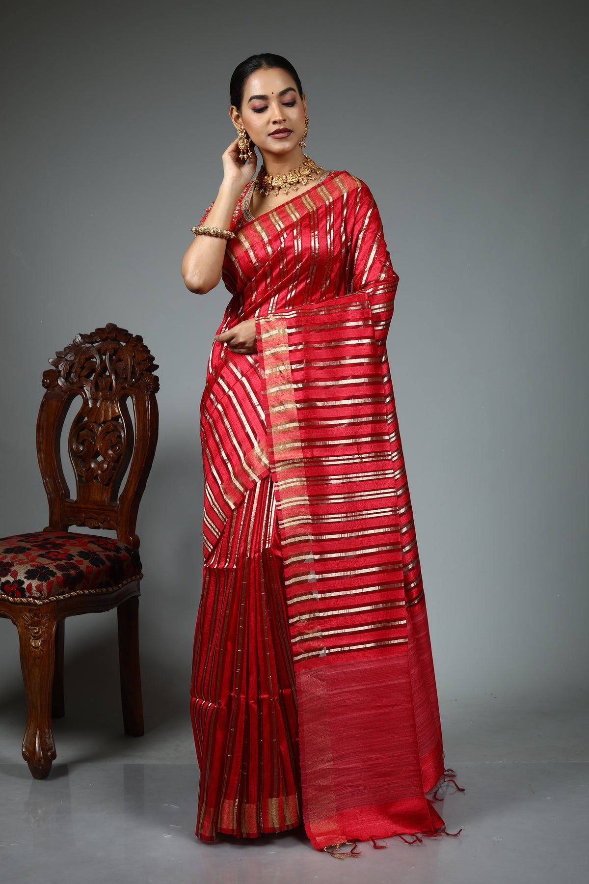 Pink Tussar Saree