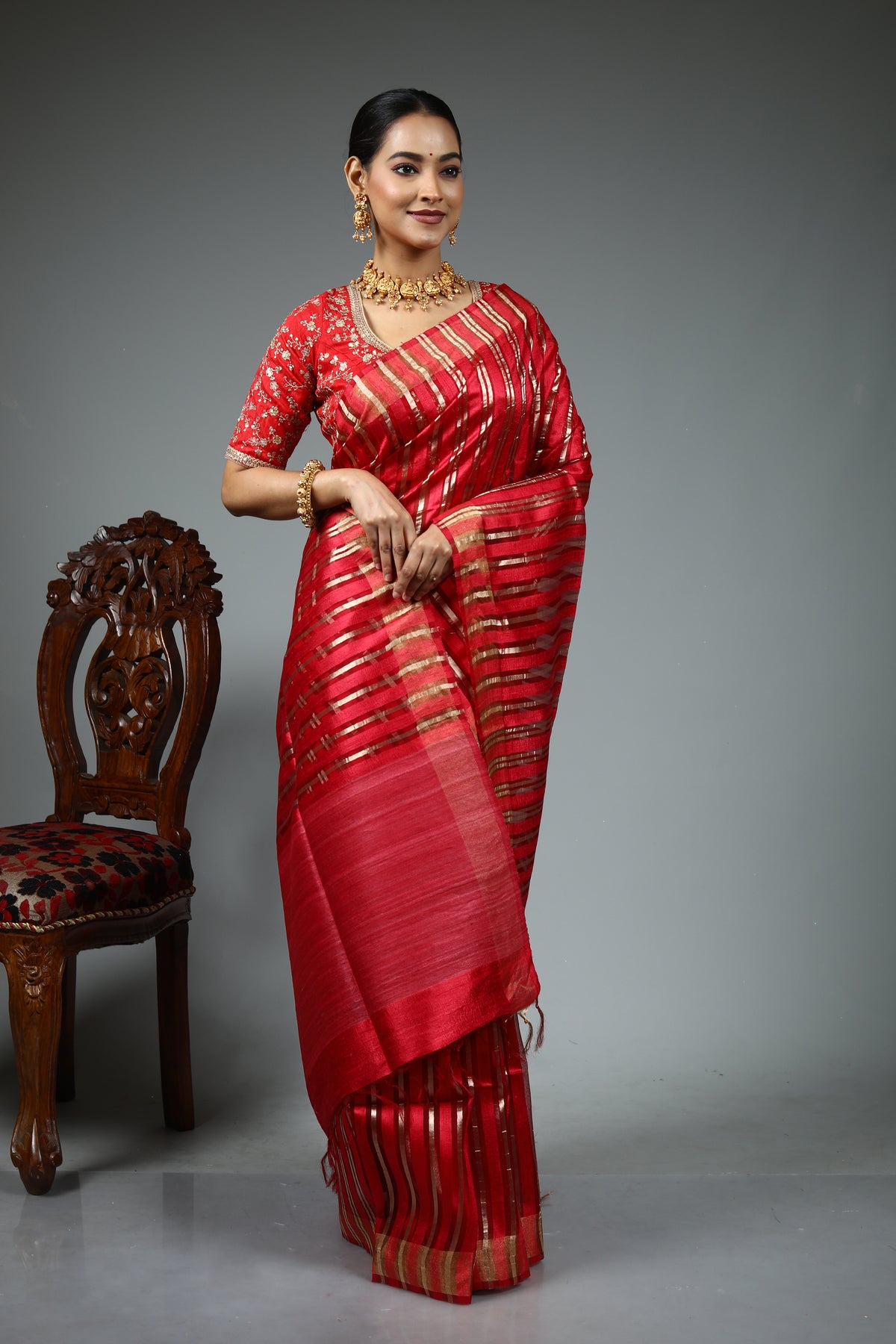Pink Tussar Saree