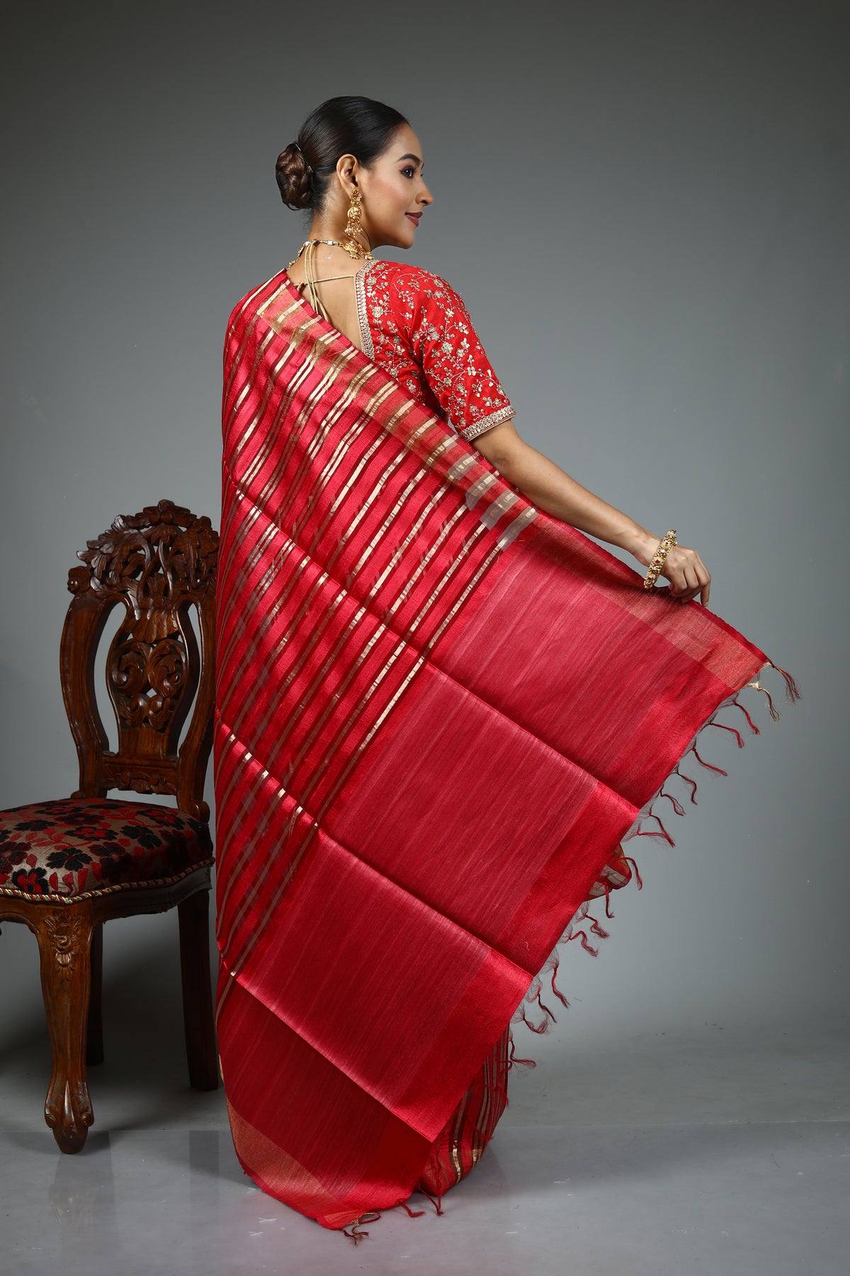 Pink Tussar Saree