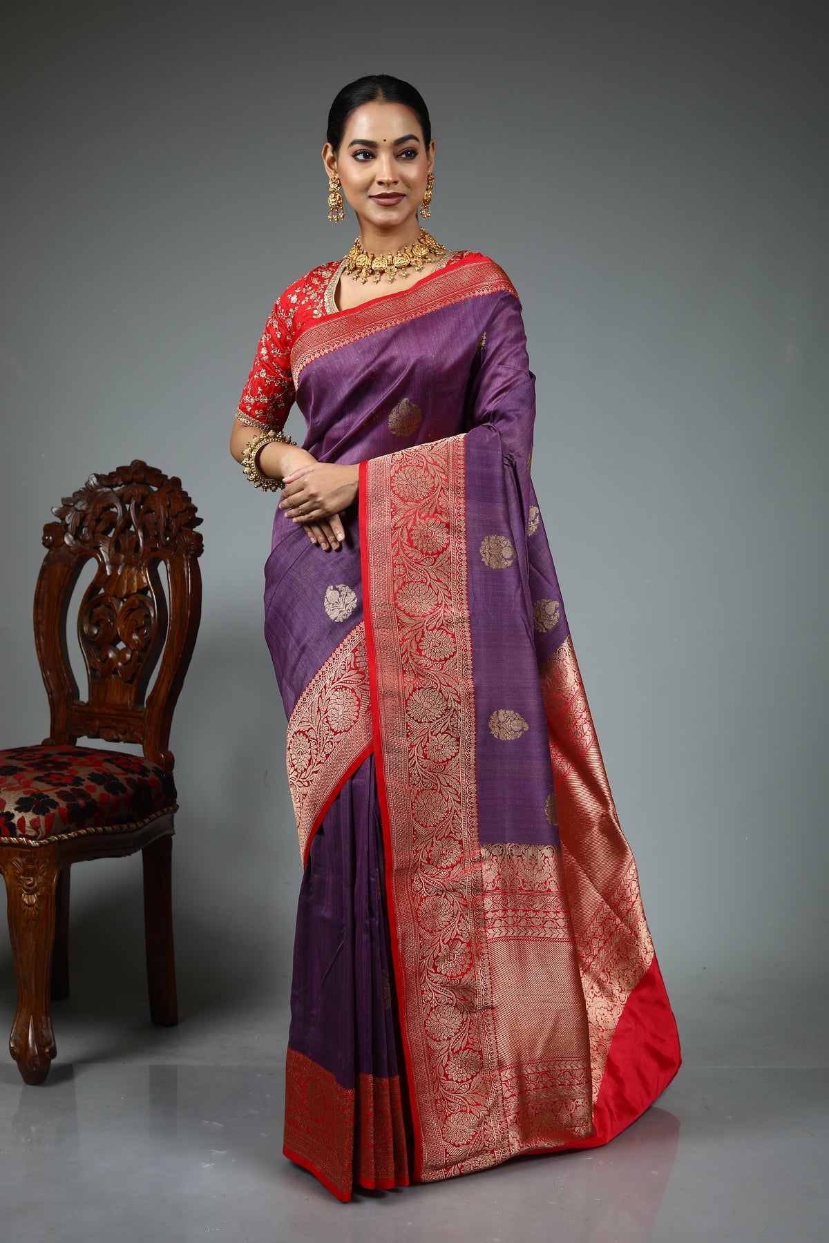 Purple Tussar Saree