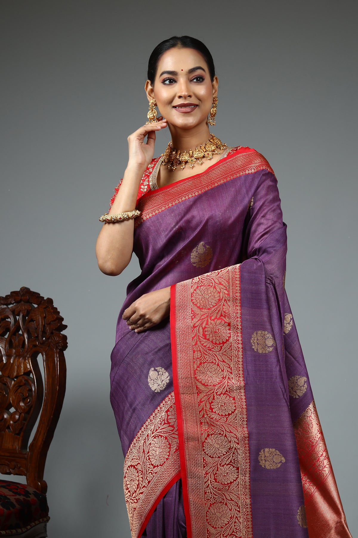 Purple Tussar Saree