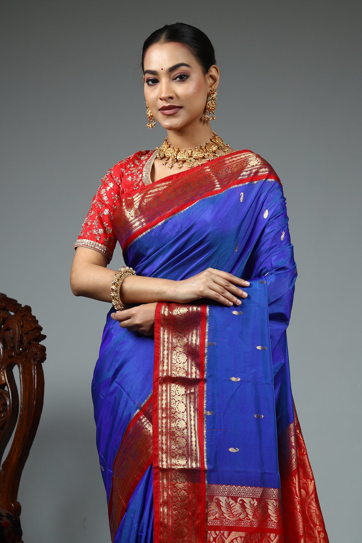 Royal Blue Pure Kanjivaram Silk Saree