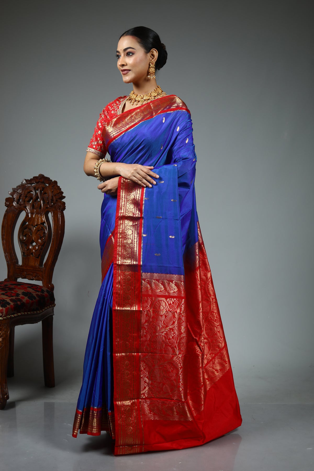 Royal Blue Pure Kanjivaram Silk Saree