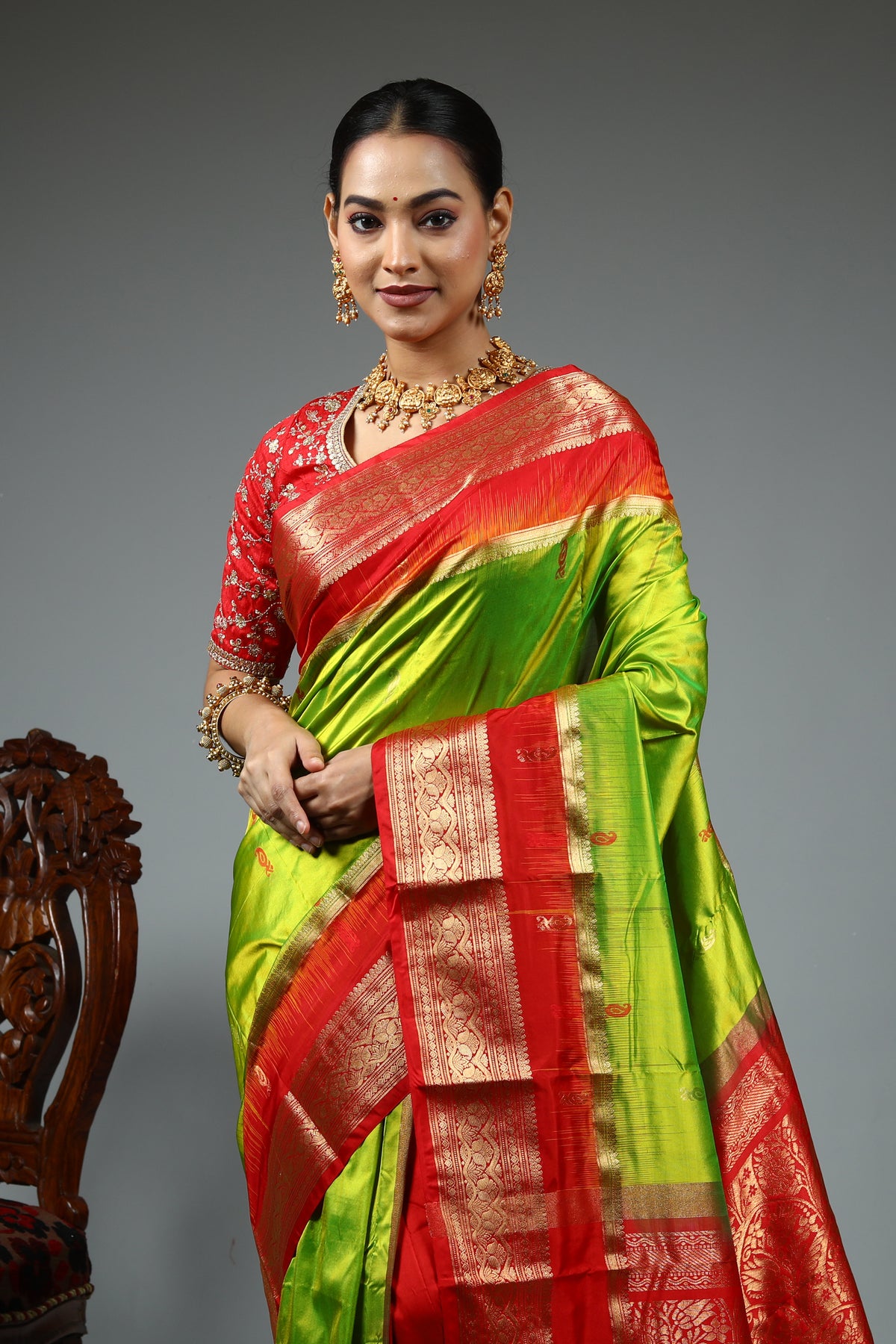 Leaf Green Pure Kanjivaram Saree