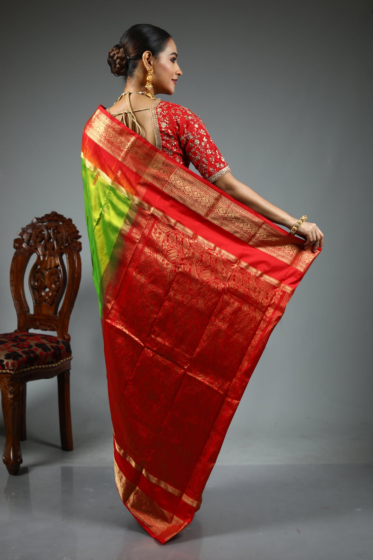 Leaf Green Pure Kanjivaram Saree