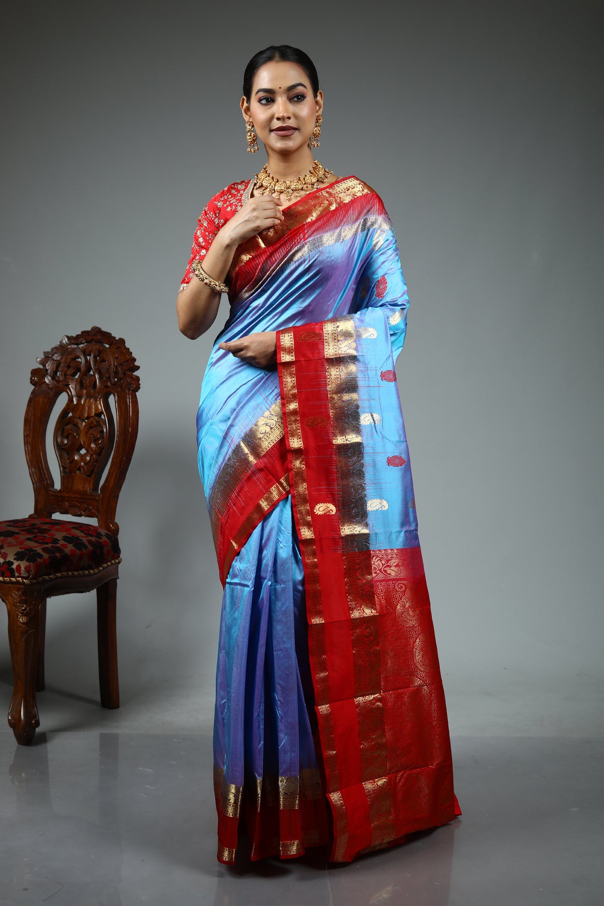 Blue Pure Kanjivaram Silk Saree
