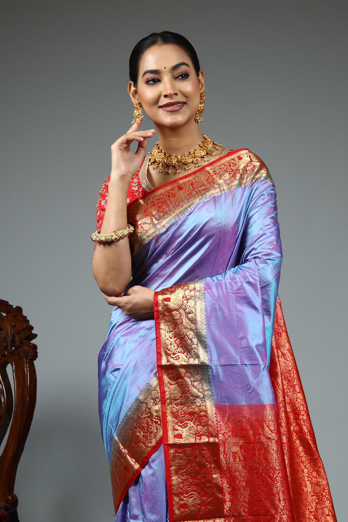 Lavender Pure Kanjivaram Silk Saree