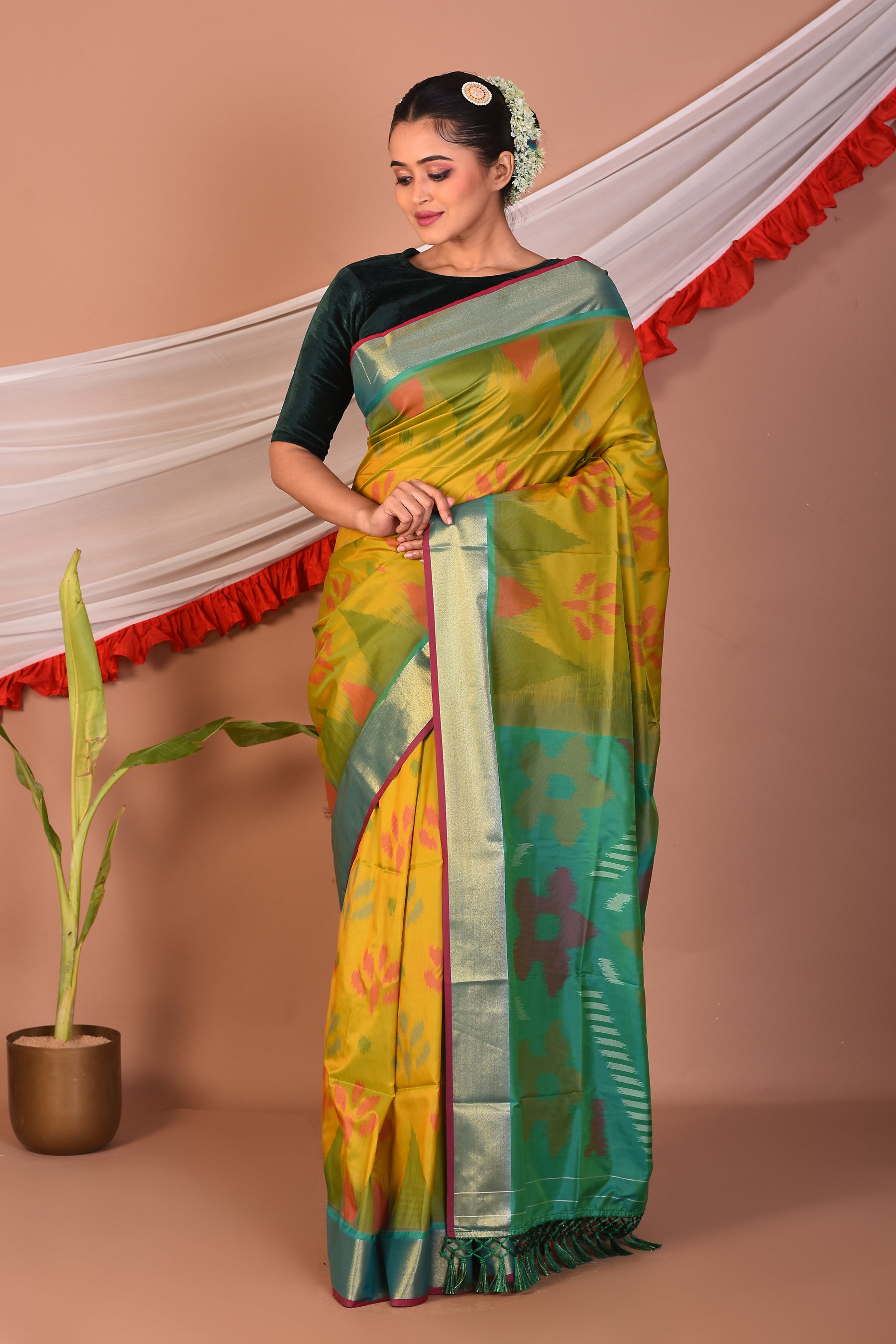 Green Blended Bangalore Silk Saree - Keya Seth Exclusive
