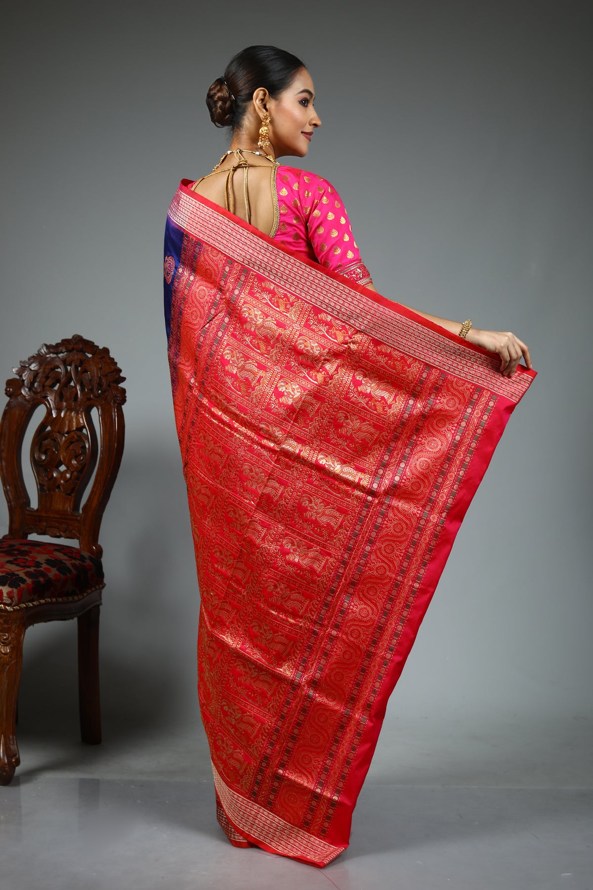 Royal Blue Bomkai Saree