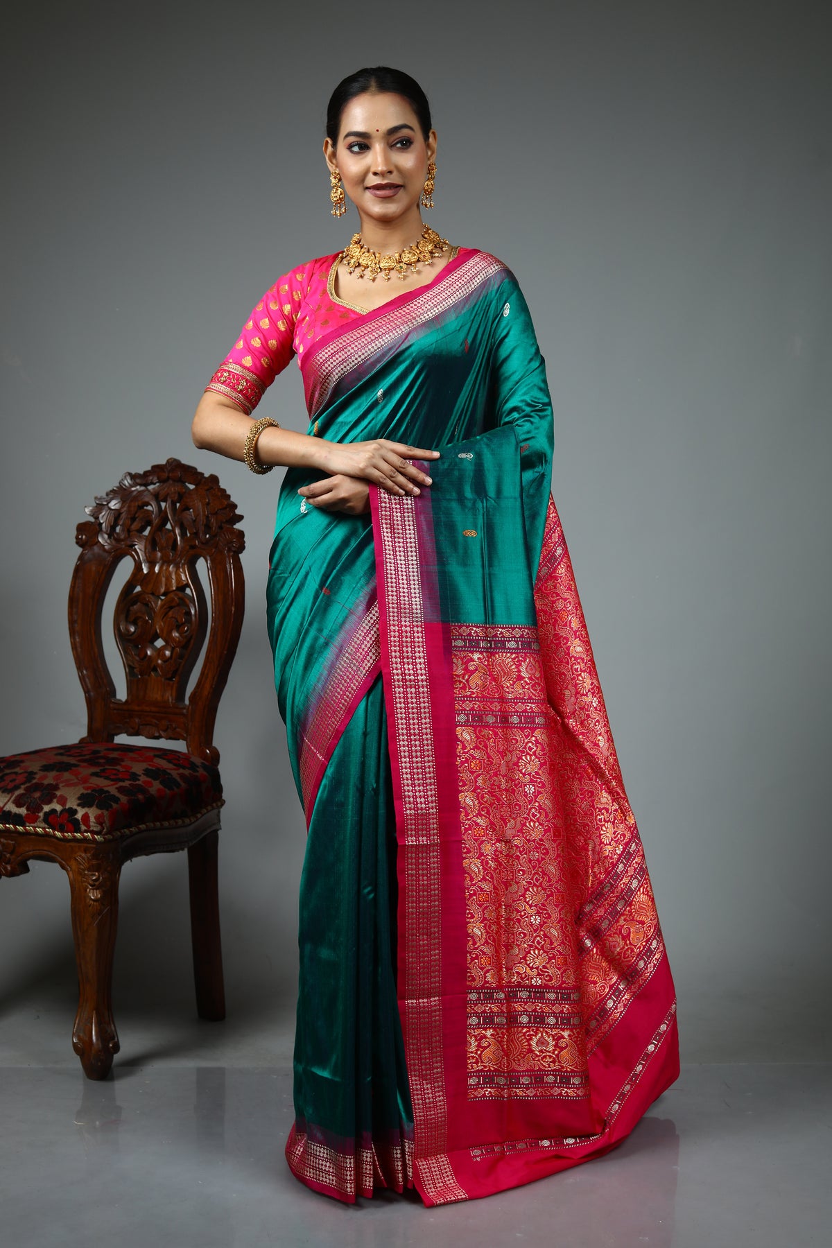 Green Pure Bomkai Saree