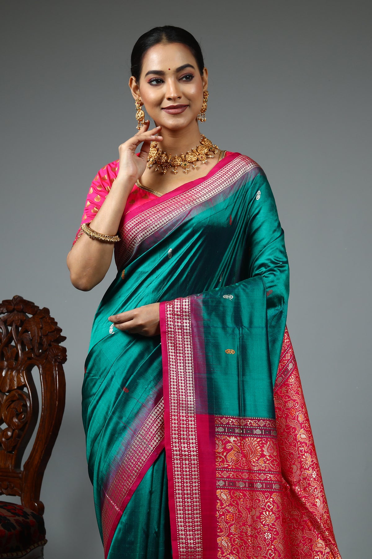 Green Pure Bomkai Saree