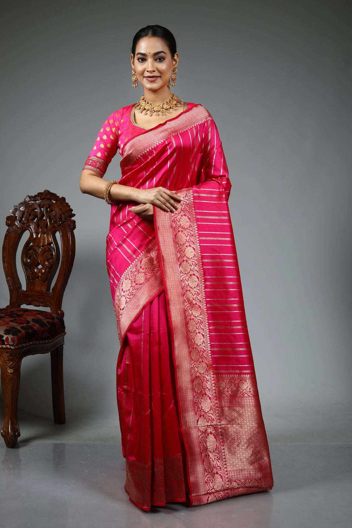 Pink Pure Katan Saree