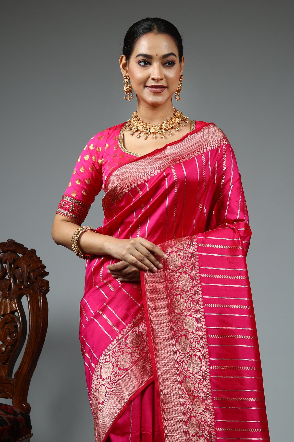 Pink Pure Katan Saree