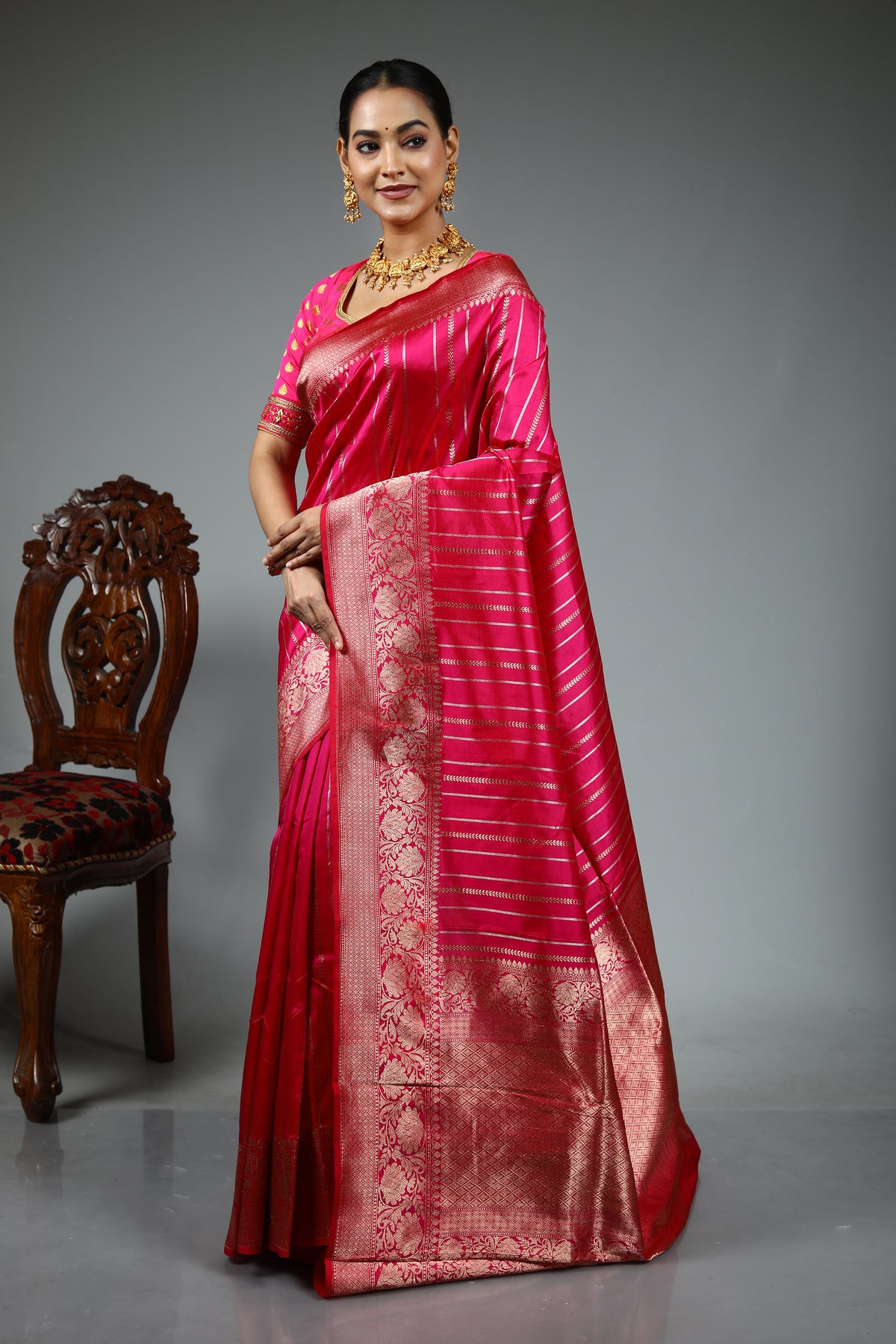 Pink Pure Katan Saree